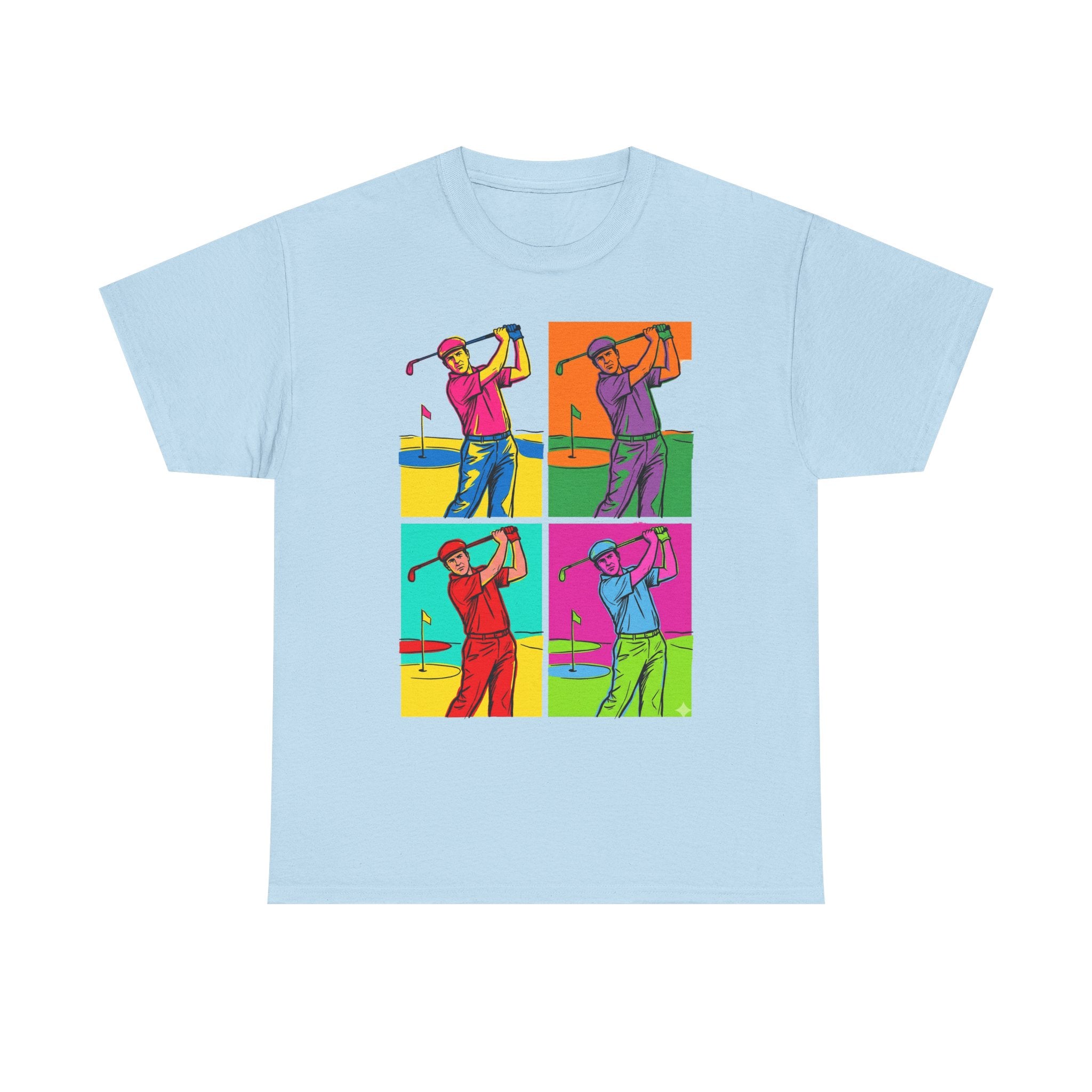 Golf Pop Art T-Shirt — Colorful Golfer Swing Graphic Tee