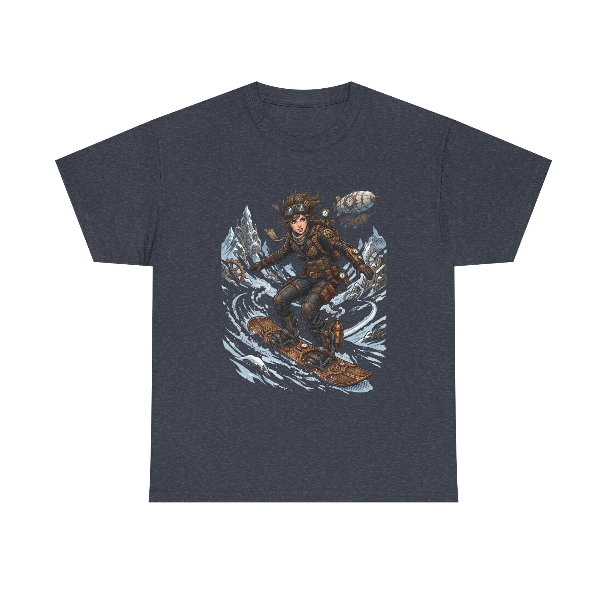 Steampunk Girl Snowboarder Graphic Tee — Winter Snowboarding Adventure Shirt