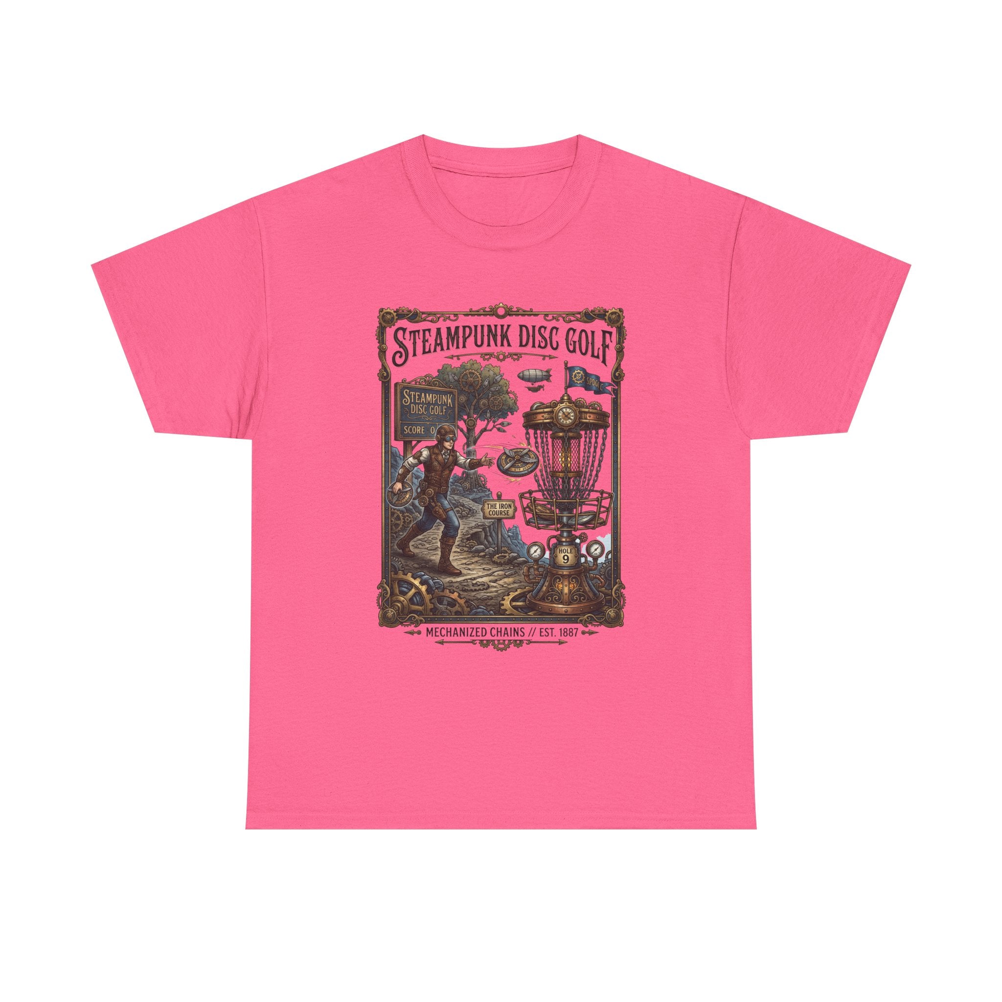 Steampunk Disc Golf T-Shirt — Vintage Victorian Disc Golf Poster Tee