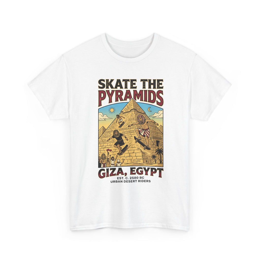 Skate The Pyramids Tee — Giza Egypt Skateboarding Graphic T-Shirt