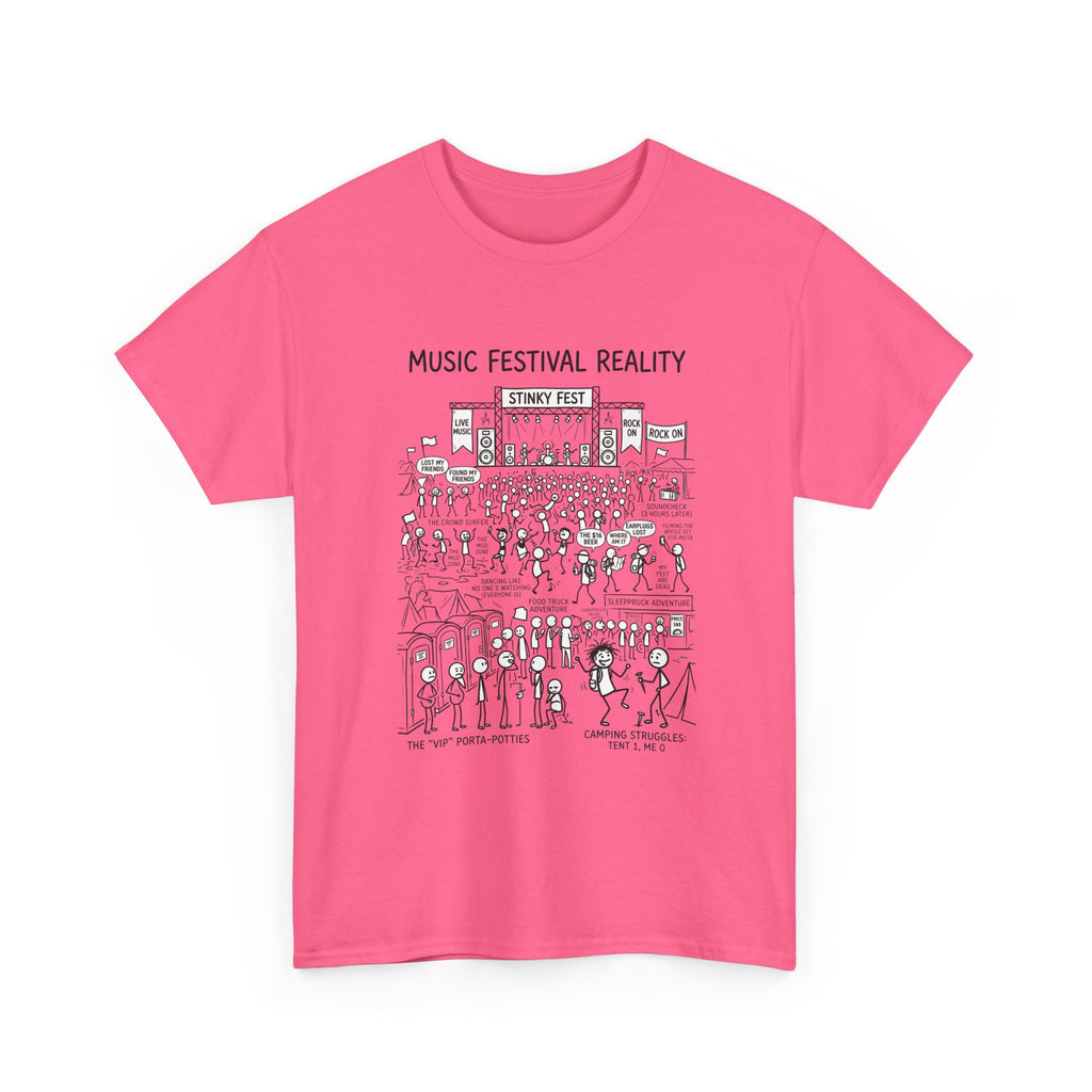 T-Shirt — "Music Festival Reality" Cartoon Illustration Tee