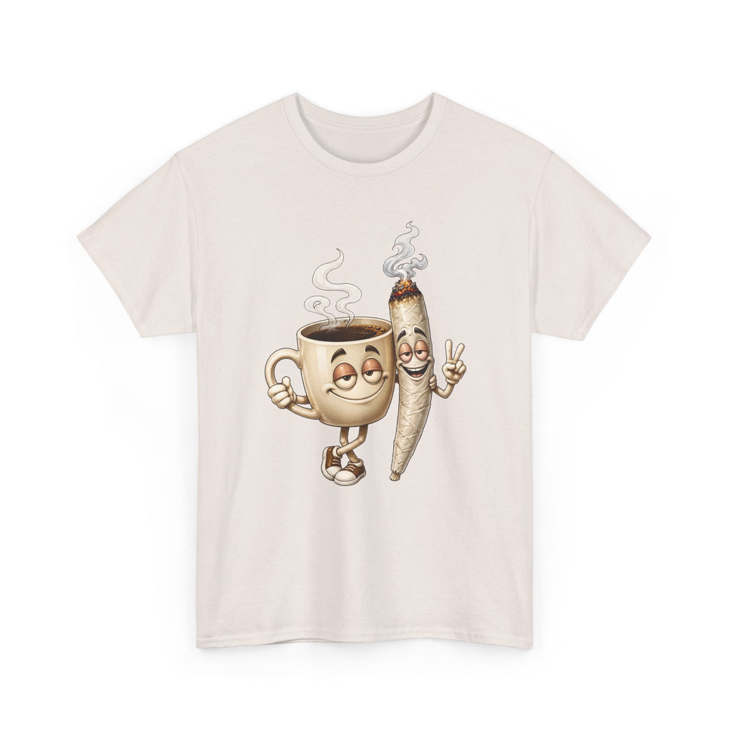 1 Coffee & Joint Funny Tee — Cute Smiling Coffee Cup and Joint Graphic Shirt
