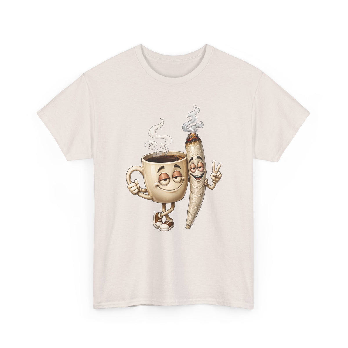 1 Coffee & Joint Funny Tee — Cute Smiling Coffee Cup and Joint Graphic Shirt
