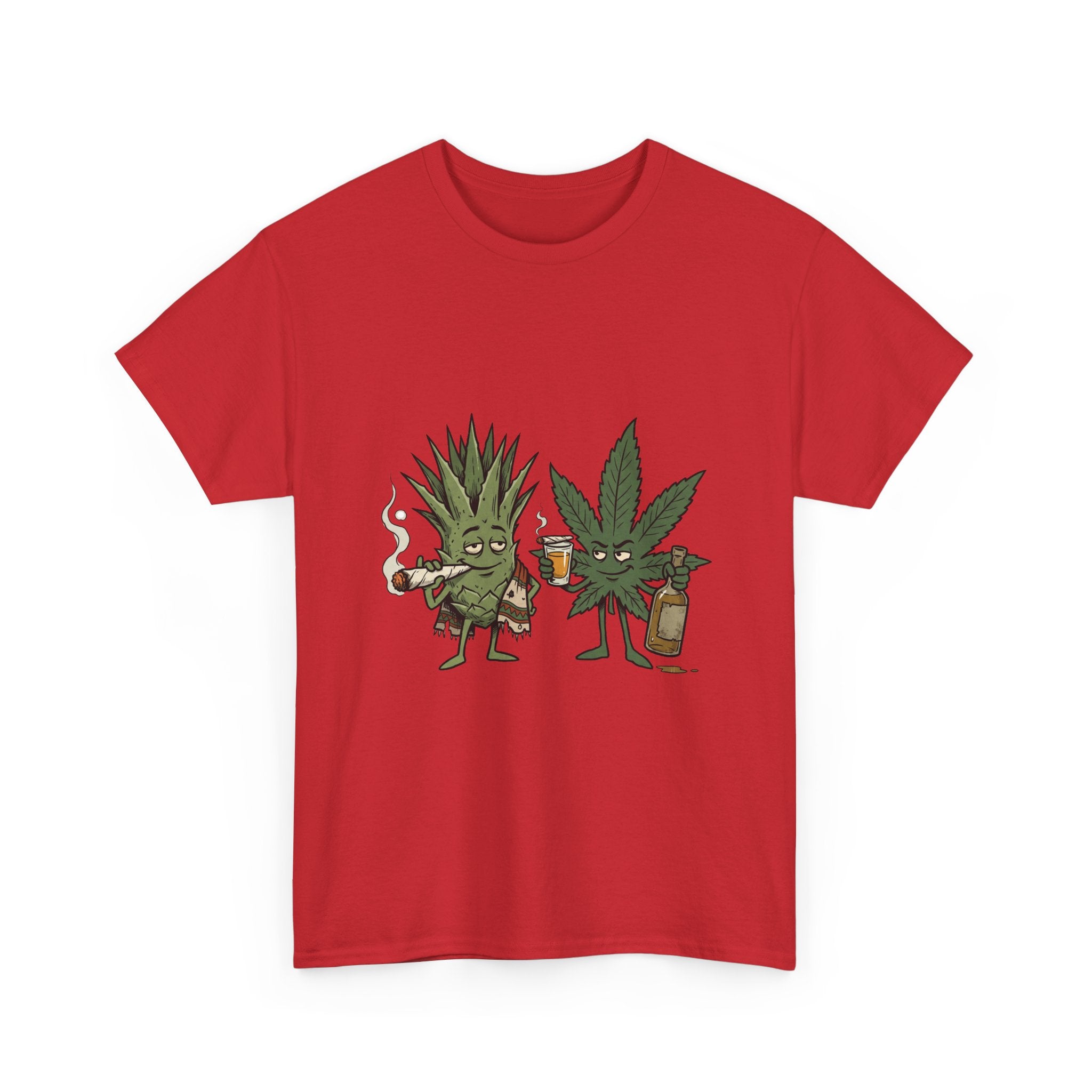 Marijuana Leaf and Agave Friends T-Shirt – Funny Cannabis Leaf & Tequila Smoking Tee