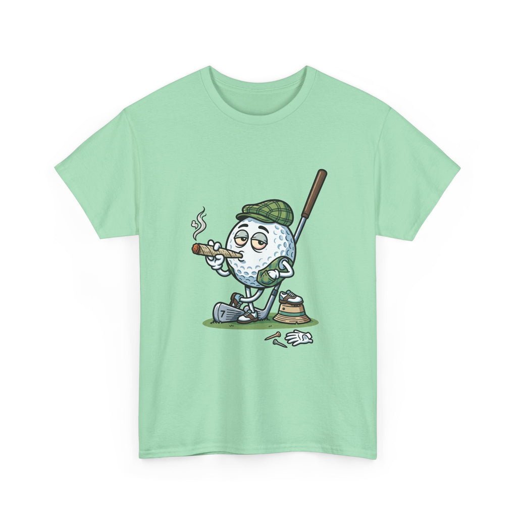 Golf Ball Cartoon T-Shirt — Weed Smoking Golfer Vintage Style Tee