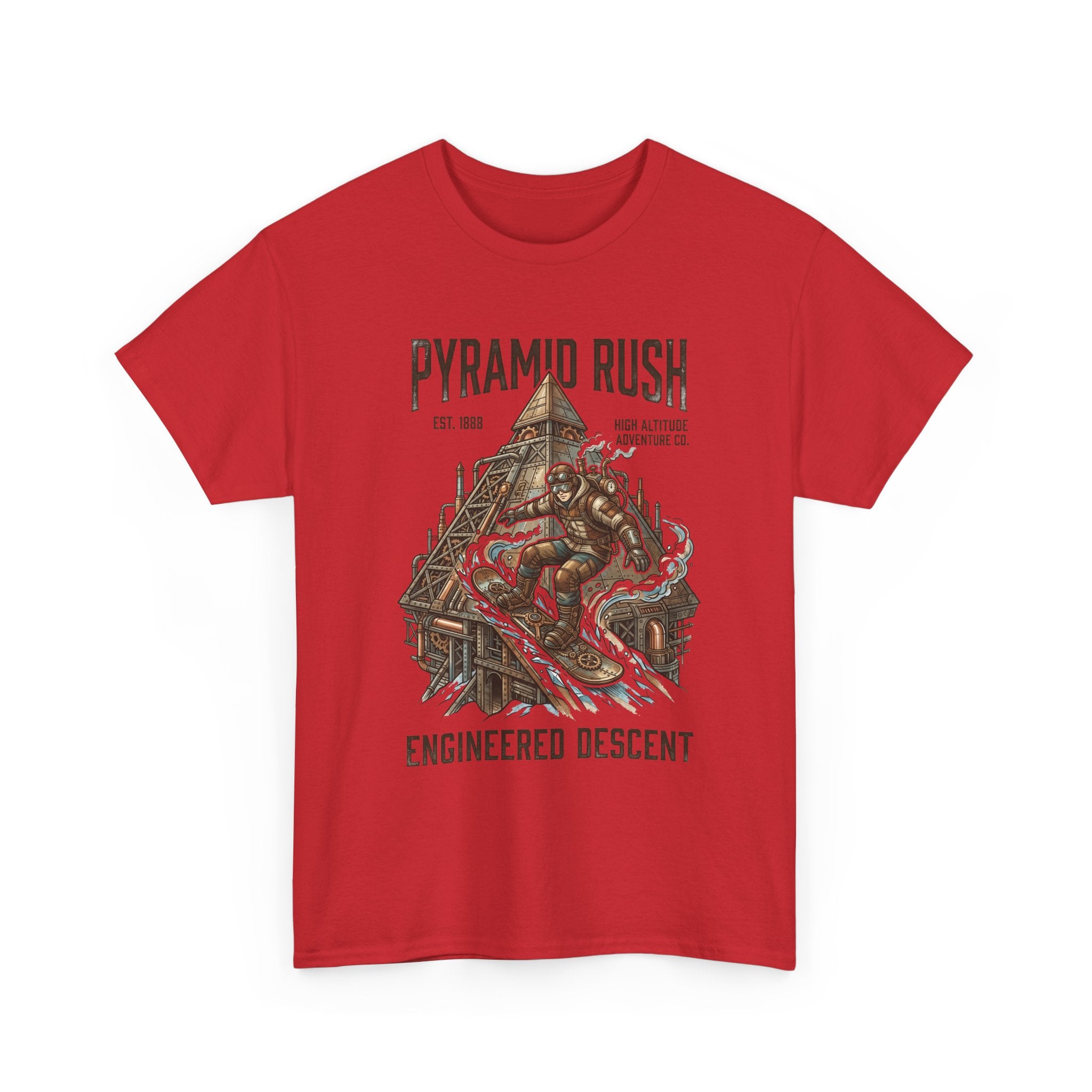 Steampunk Snowboard Pyramid Adventure T-Shirt — Fantasy Explorer Graphic Tee