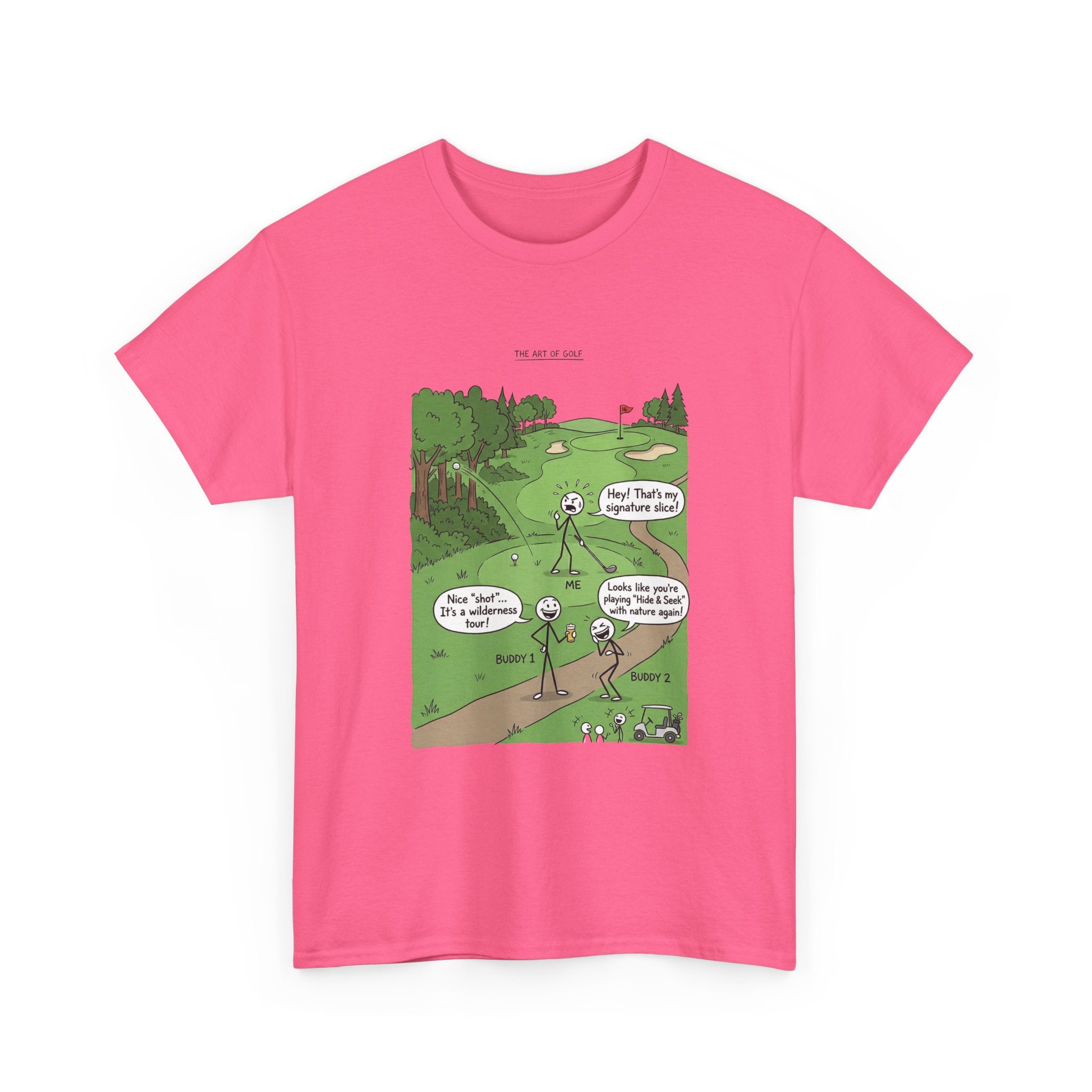 Golf Cartoons Graphic Tee — Funny Golf Humor T-Shirt ("Fore! That's a Mulligan, Dad")