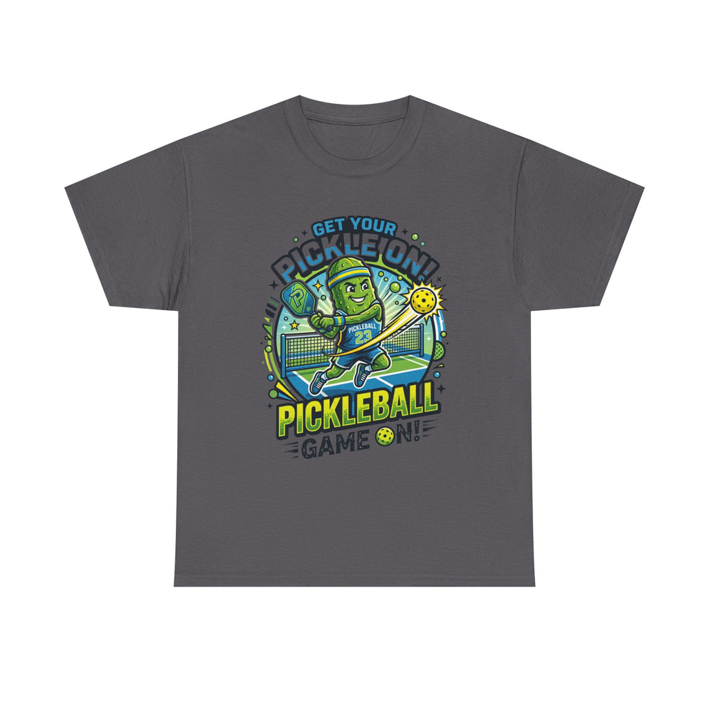 Pickleball Tee - "Get Your Pickle On!" Fun Pickle Character Game On Shirt