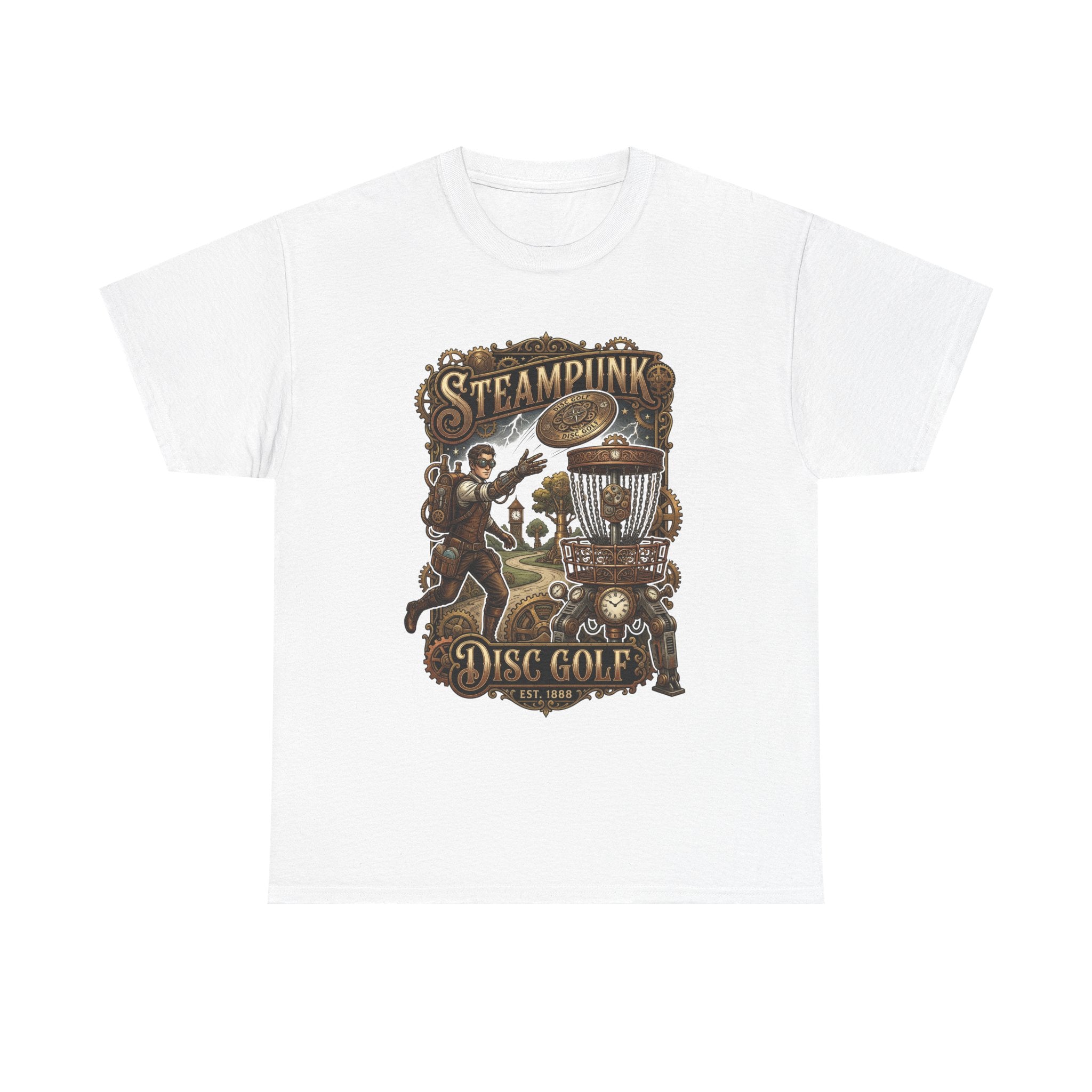 Steampunk Disc Golf T‑Shirt – Vintage Industrial Disc Golf Tee