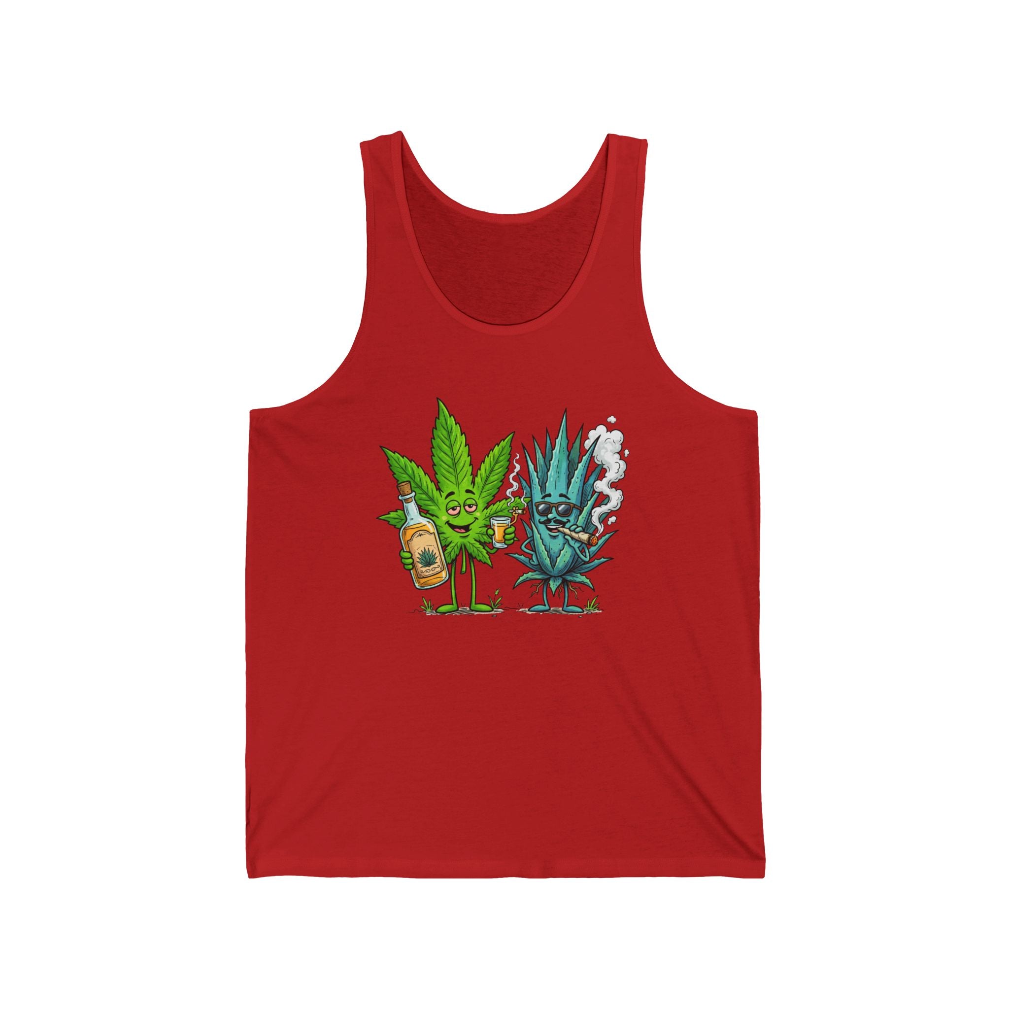 Tequila & Cannabis Buds Tank Top — Funny Marijuana/Agave Leaf & Joint Graphic Sleeveless Shirt