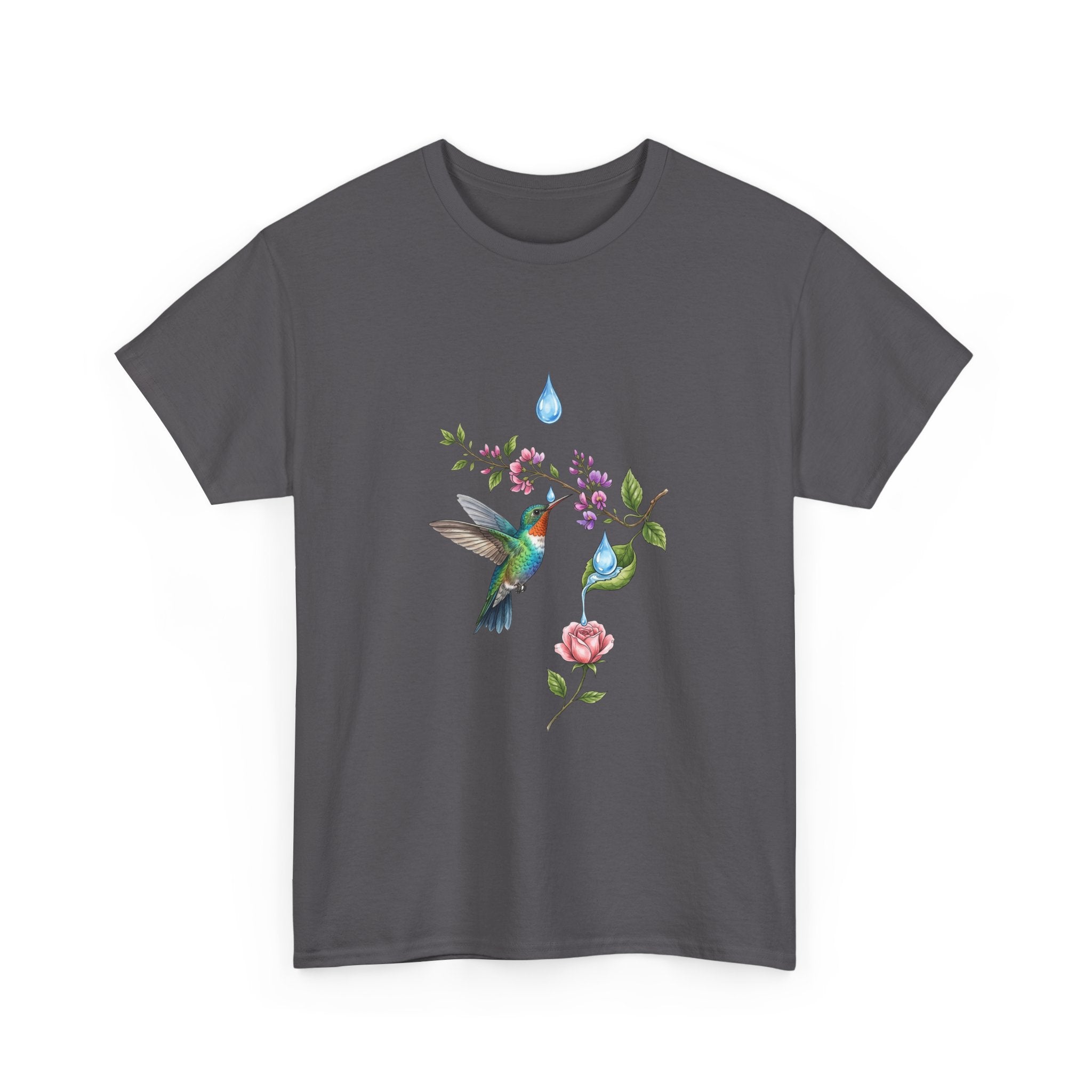 Hummingbird & Floral Tee — Watercolor Garden Shirt