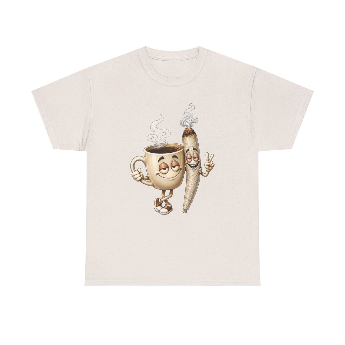 1 Coffee & Joint Funny Tee — Cute Smiling Coffee Cup and Joint Graphic Shirt