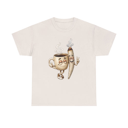 1 Coffee & Joint Funny Tee — Cute Smiling Coffee Cup and Joint Graphic Shirt