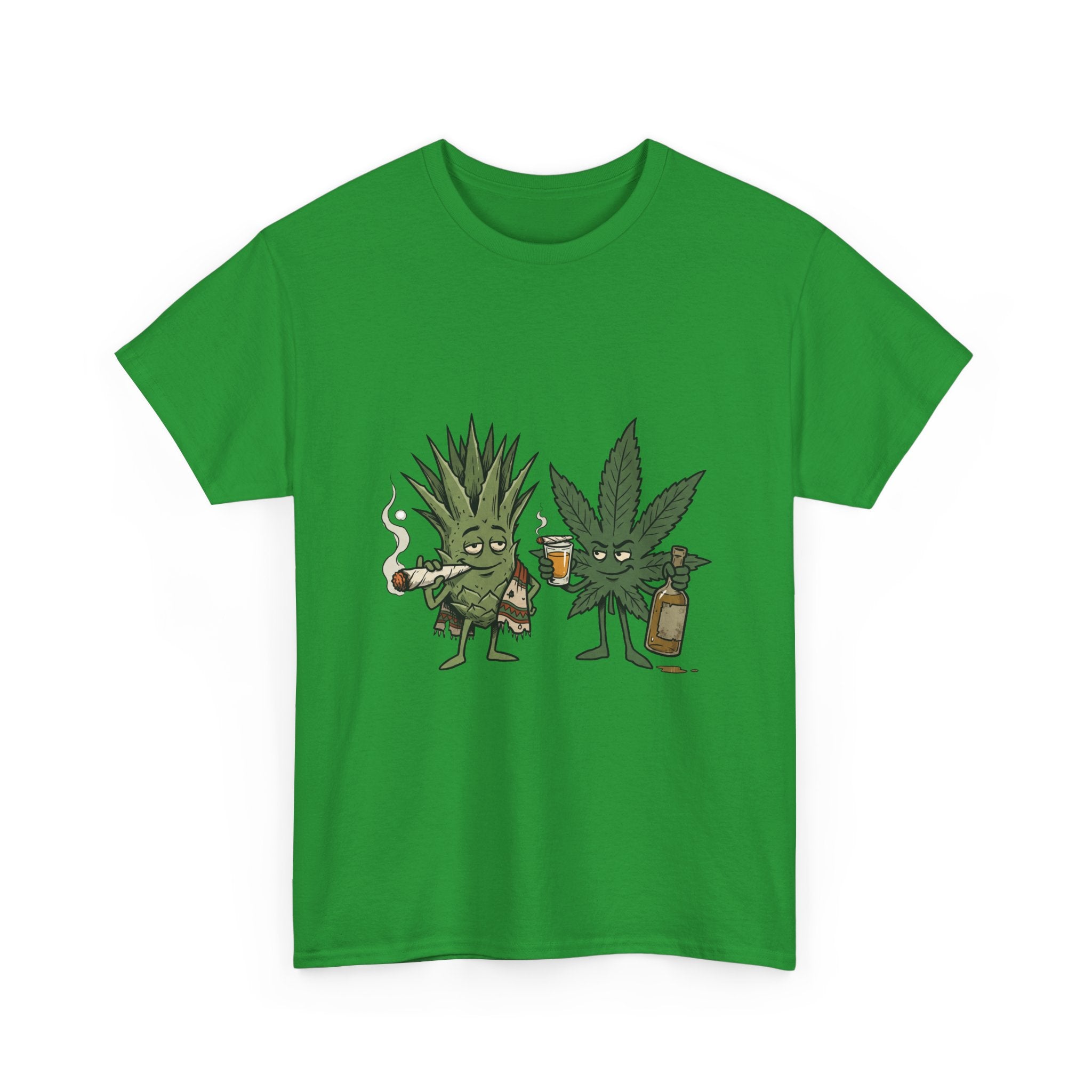 Marijuana Leaf and Agave Friends T-Shirt – Funny Cannabis Leaf & Tequila Smoking Tee