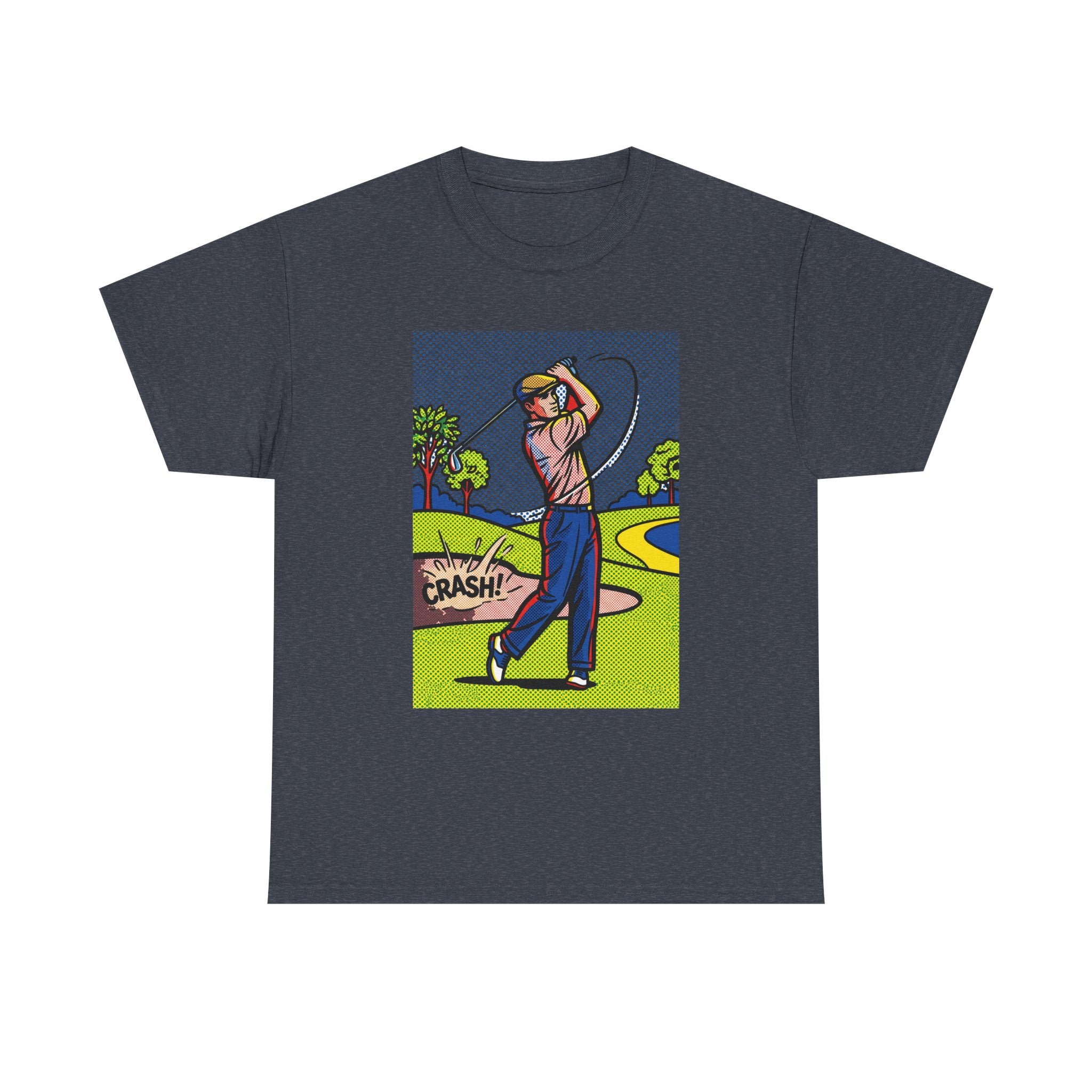 Golf Swing Pop Art T-Shirt — Vintage Comic 'Crash!' Graphic Tee