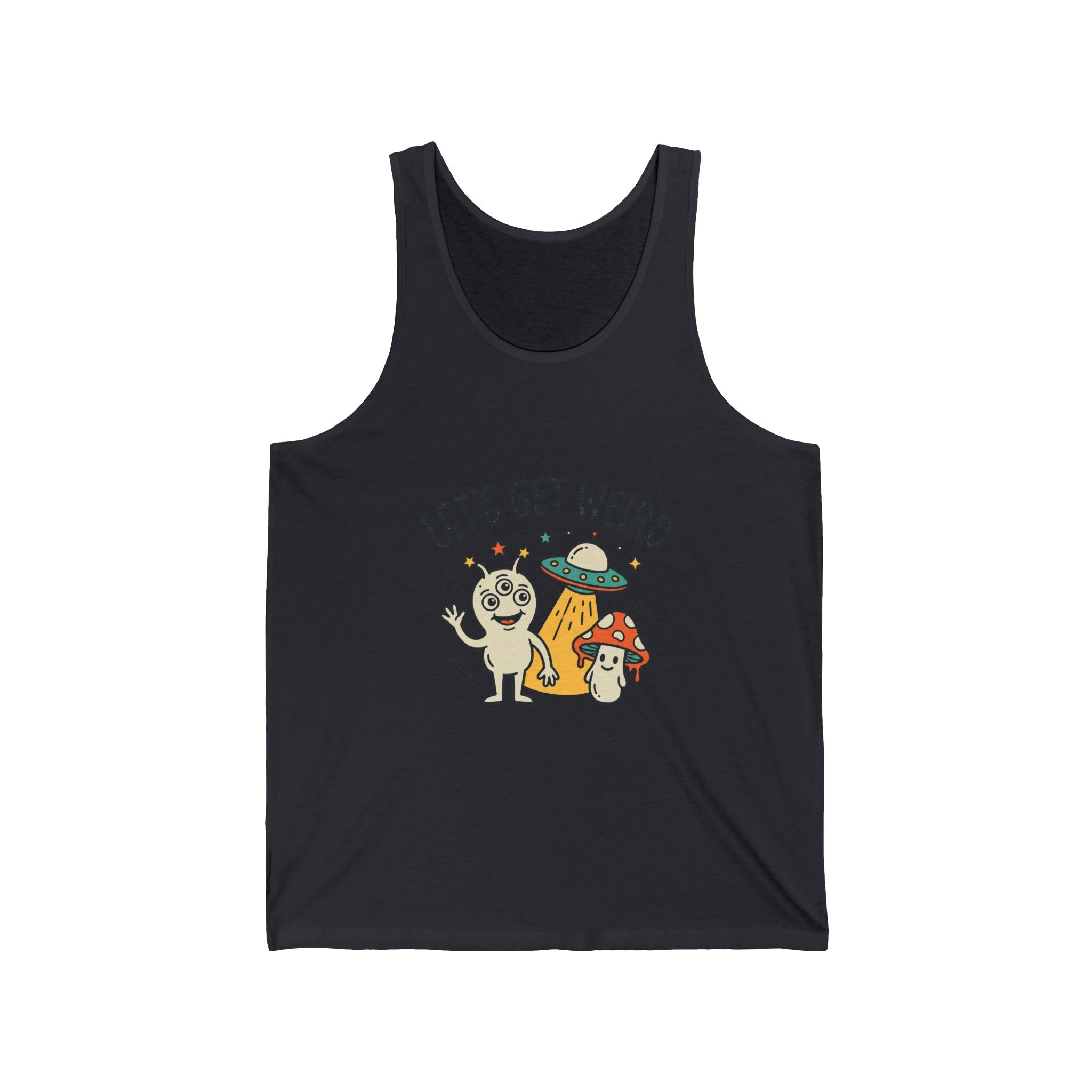 Let’s Get Weird Tank Top — Cute Psychedelic Pug & Mushroom Graphic Tank for Fun-Loving, Festival-Ready Folks