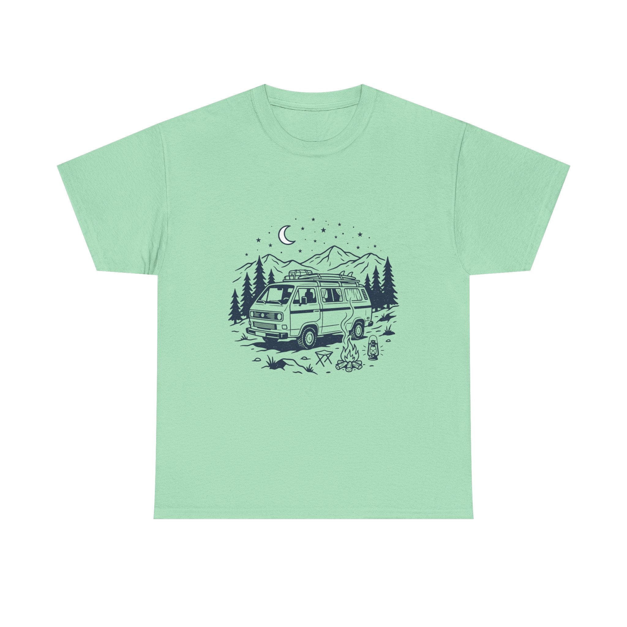 Camping Van Tee – Moonlit Mountain Adventure Graphic T-Shirt