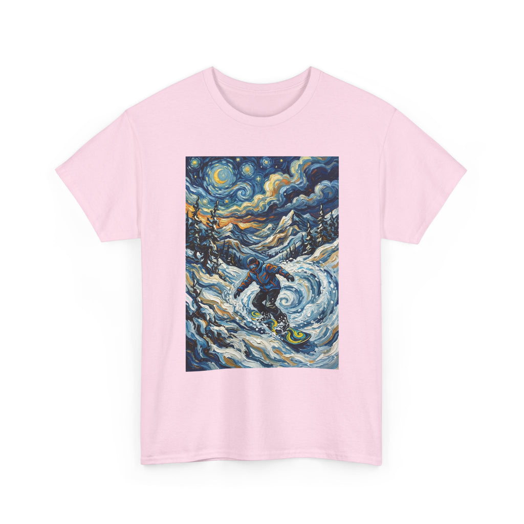 Snowboarder Van Gogh Style Tee — Starry Night Snowboarding Graphic Shirt