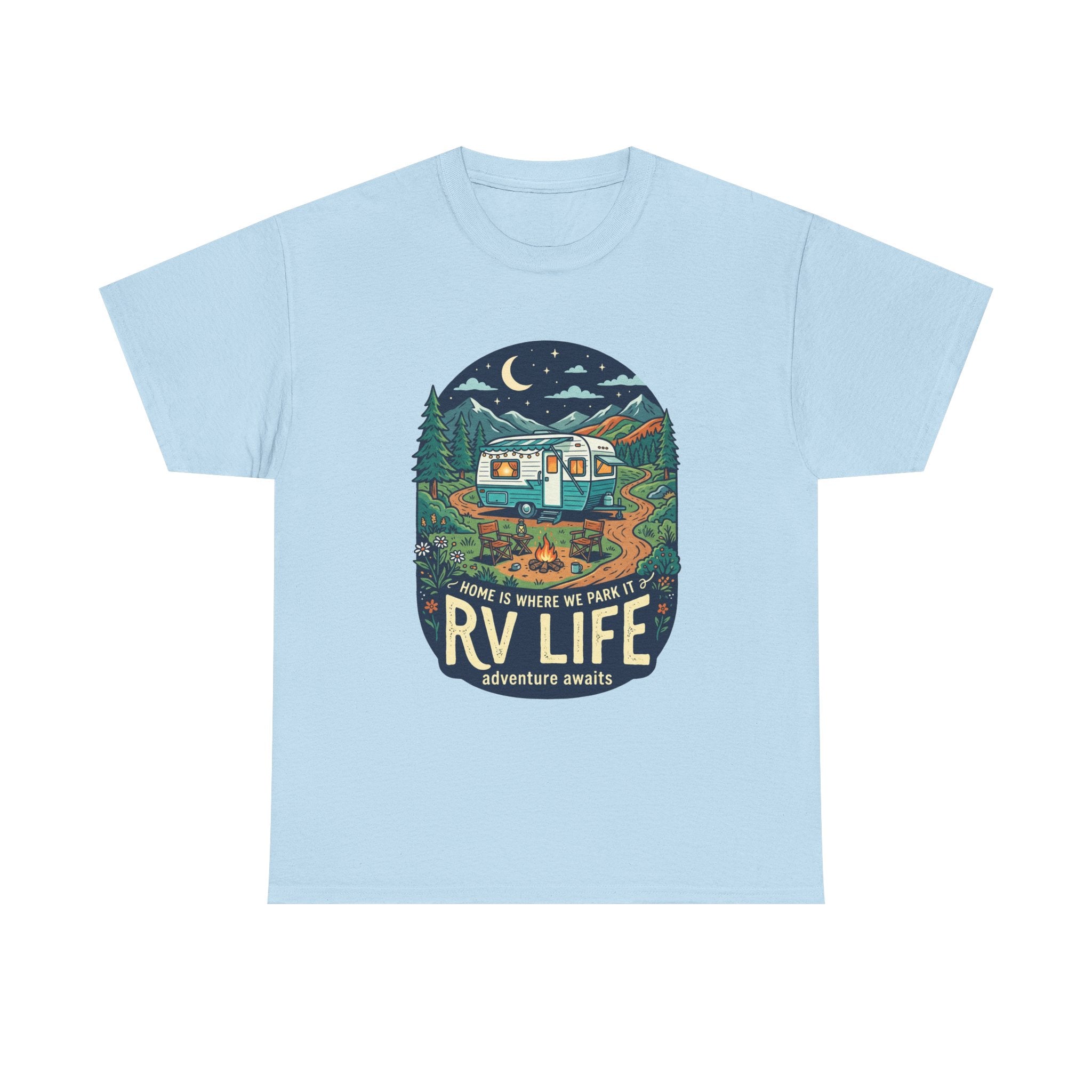 RV Life T-Shirt — Retro Camper Graphic Tee (“Home Is Where We Park It”)