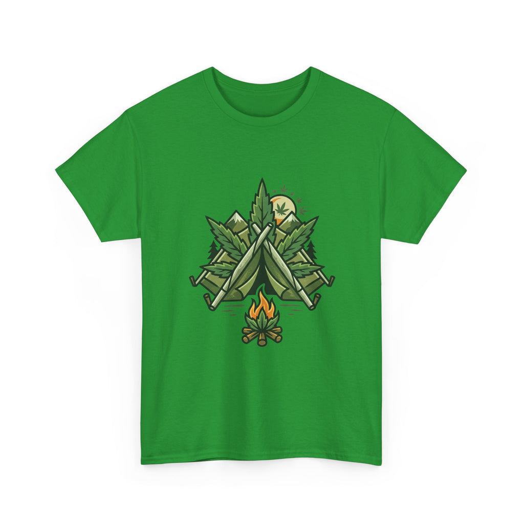 Camping Tent & Campfire T-Shirt — Outdoor Adventure Nature Tee