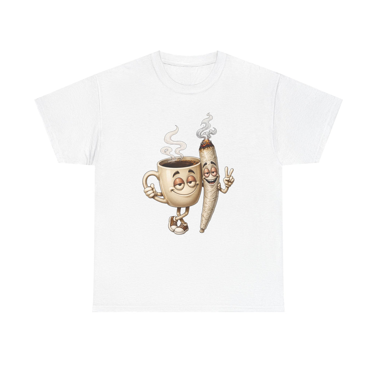 1 Coffee & Joint Funny Tee — Cute Smiling Coffee Cup and Joint Graphic Shirt