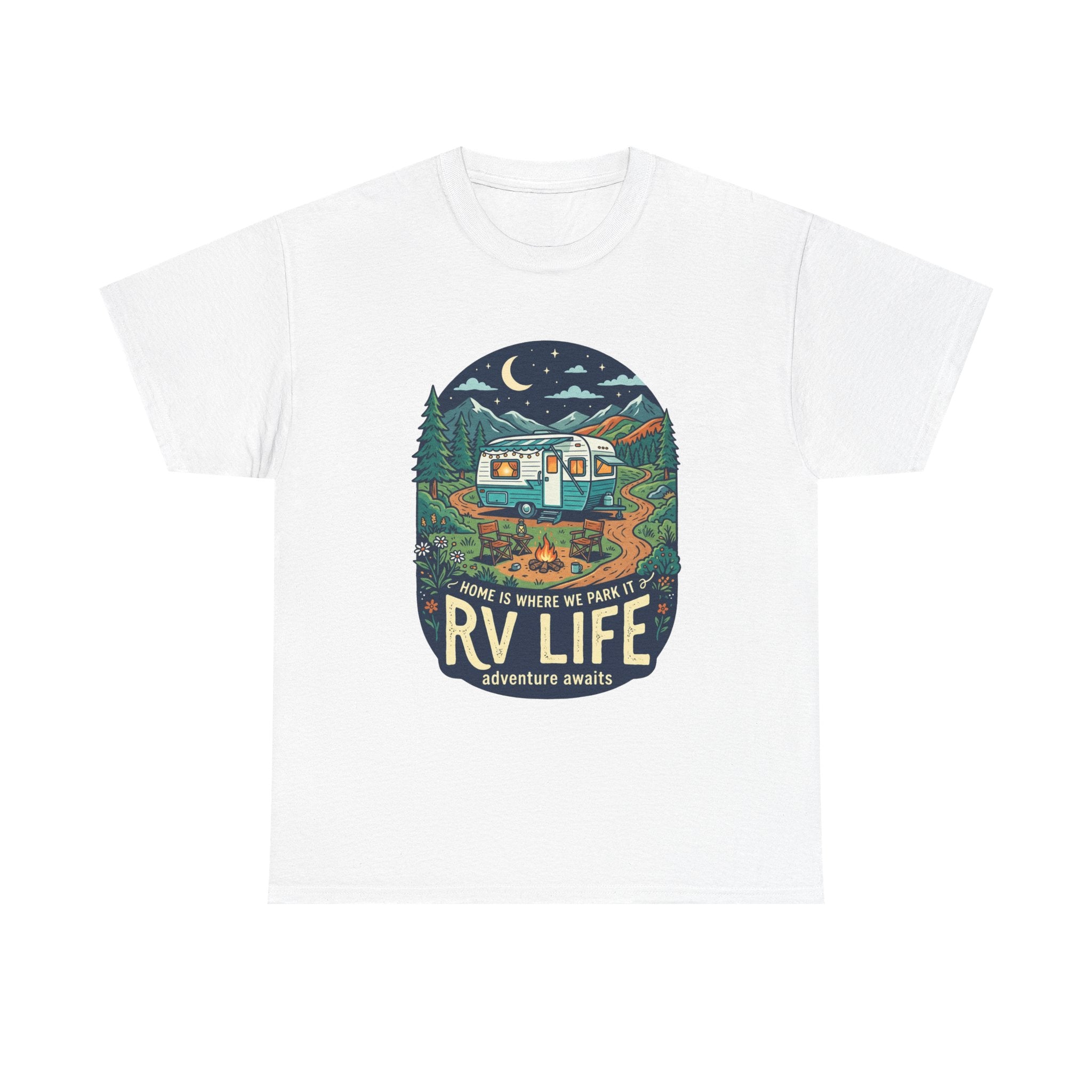 RV Life T-Shirt — Retro Camper Graphic Tee (“Home Is Where We Park It”)