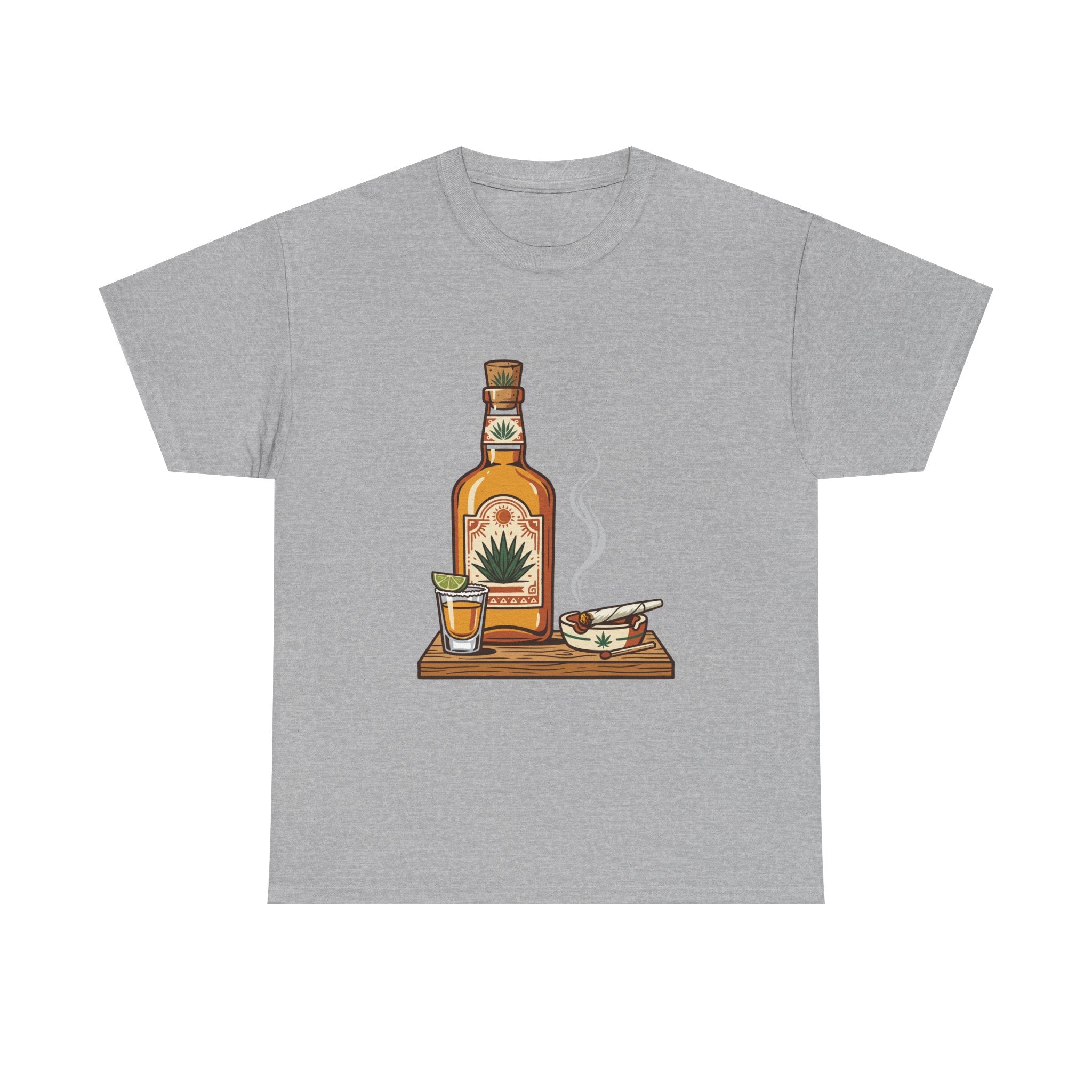 Tequila & A joint Tee — Bottle, Shot Glass & joint Graphic Shirt