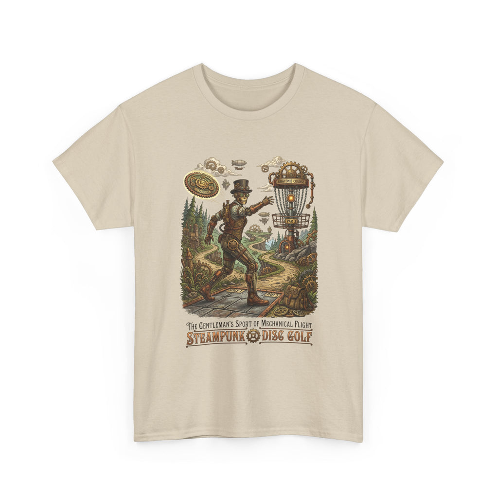 Steampunk Disc Golf T‑Shirt — Vintage Aeronautic Course Graphic Tee