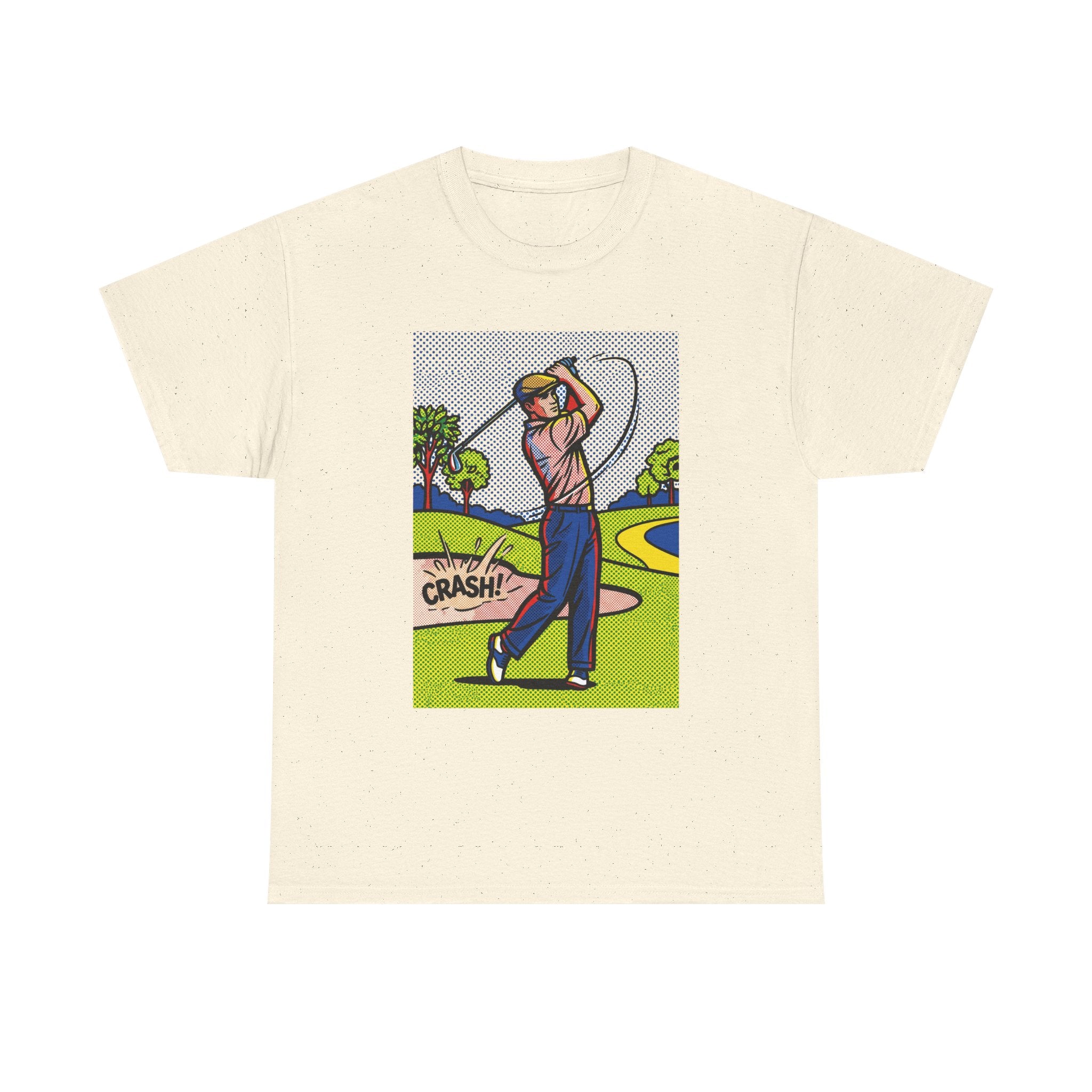 Golf Swing Pop Art T-Shirt — Vintage Comic 'Crash!' Graphic Tee