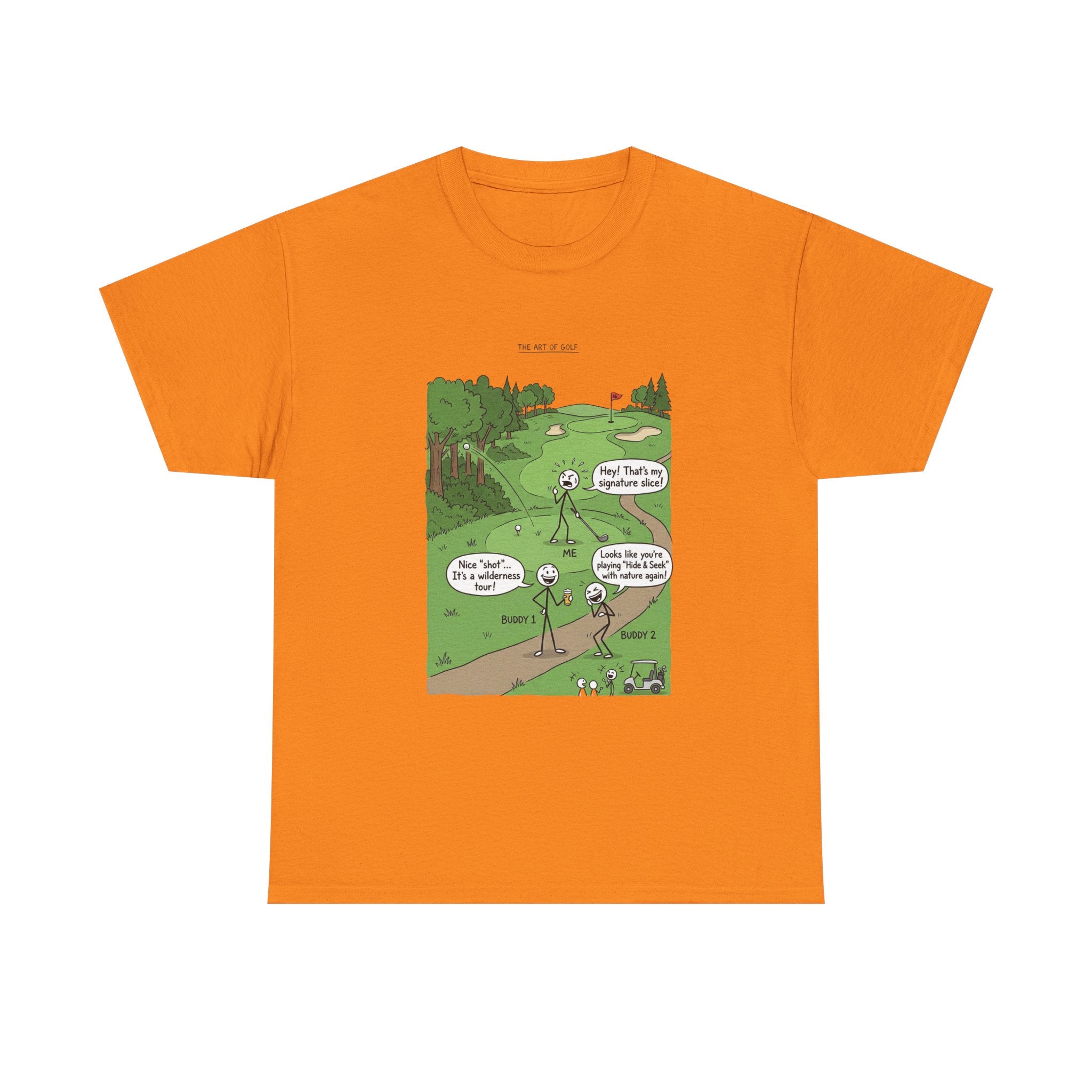 Golf Cartoons Graphic Tee — Funny Golf Humor T-Shirt ("Fore! That's a Mulligan, Dad")