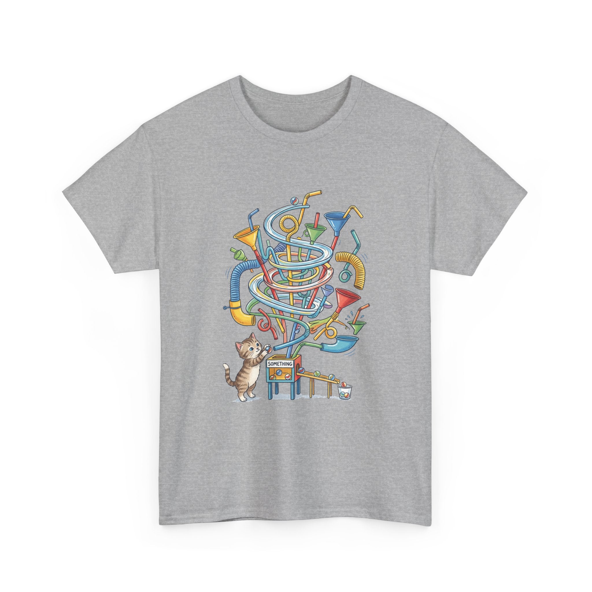 Music Cat T-Shirt — Whimsical Cat Playing Colorful Instruments Tee