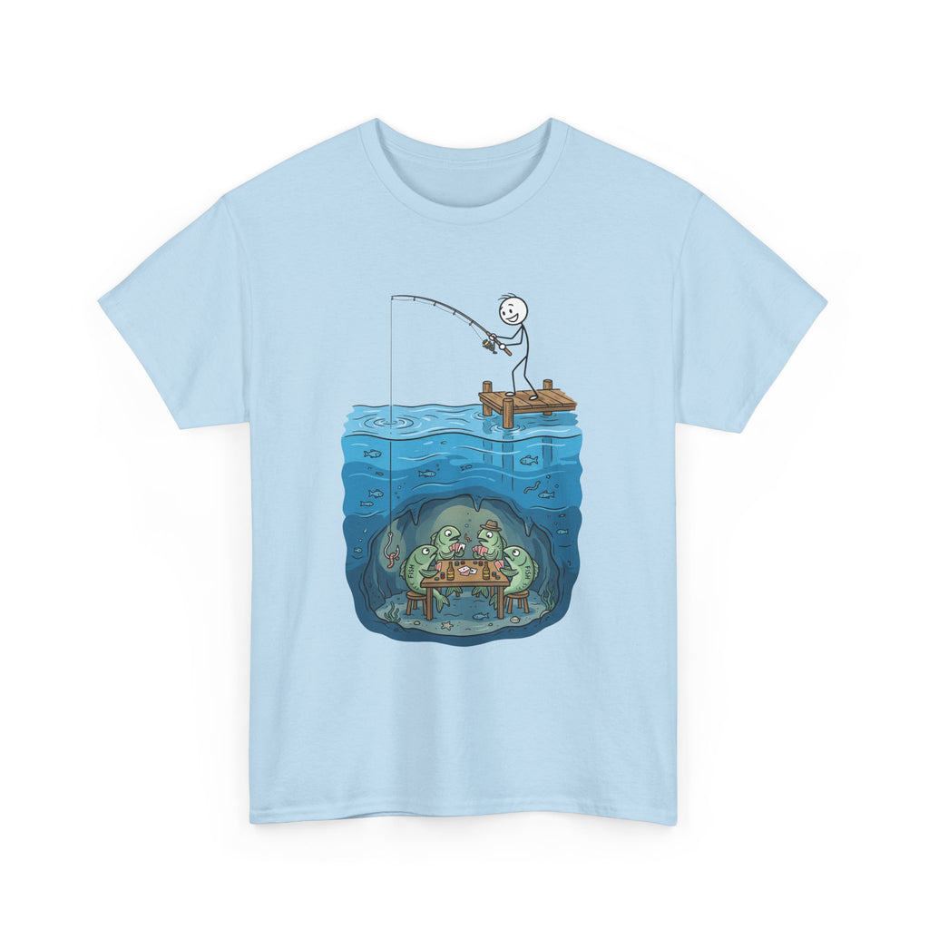 Fishing Tee — Underwater Surprise Cartoon T-Shirt (Fisherman & Sea Creatures)