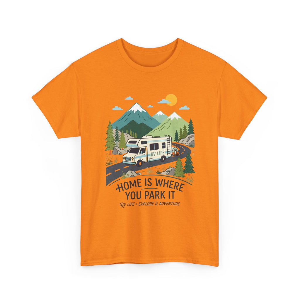 RV Camping T‑Shirt — "Home Is Where You Park It" Mountain Camper Tee