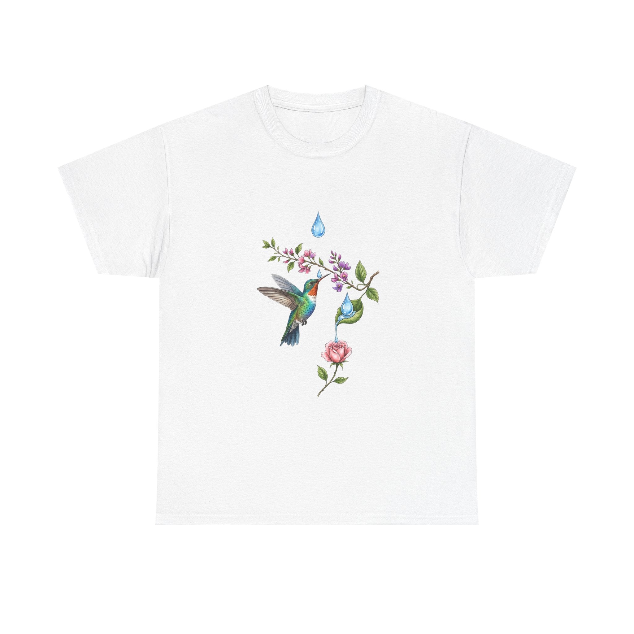 Hummingbird & Floral Tee — Watercolor Garden Shirt