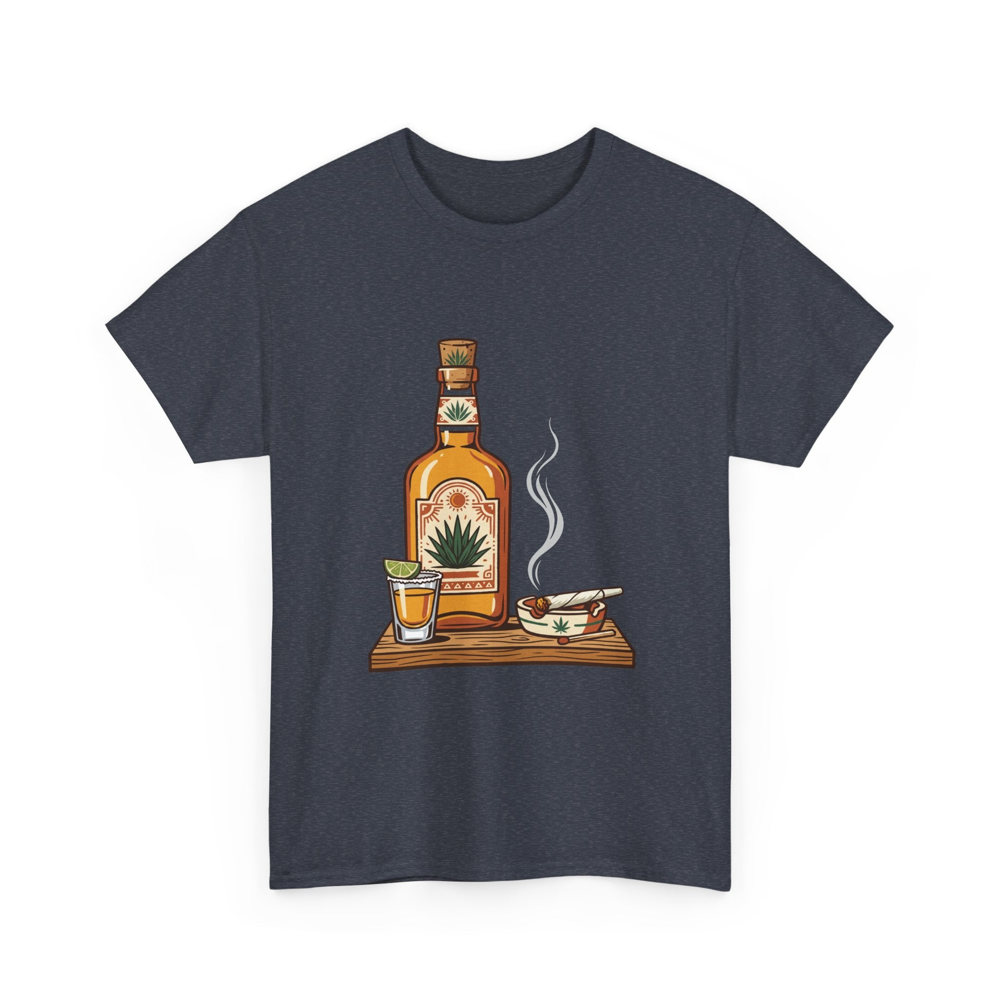 Tequila & A joint Tee — Bottle, Shot Glass & joint Graphic Shirt