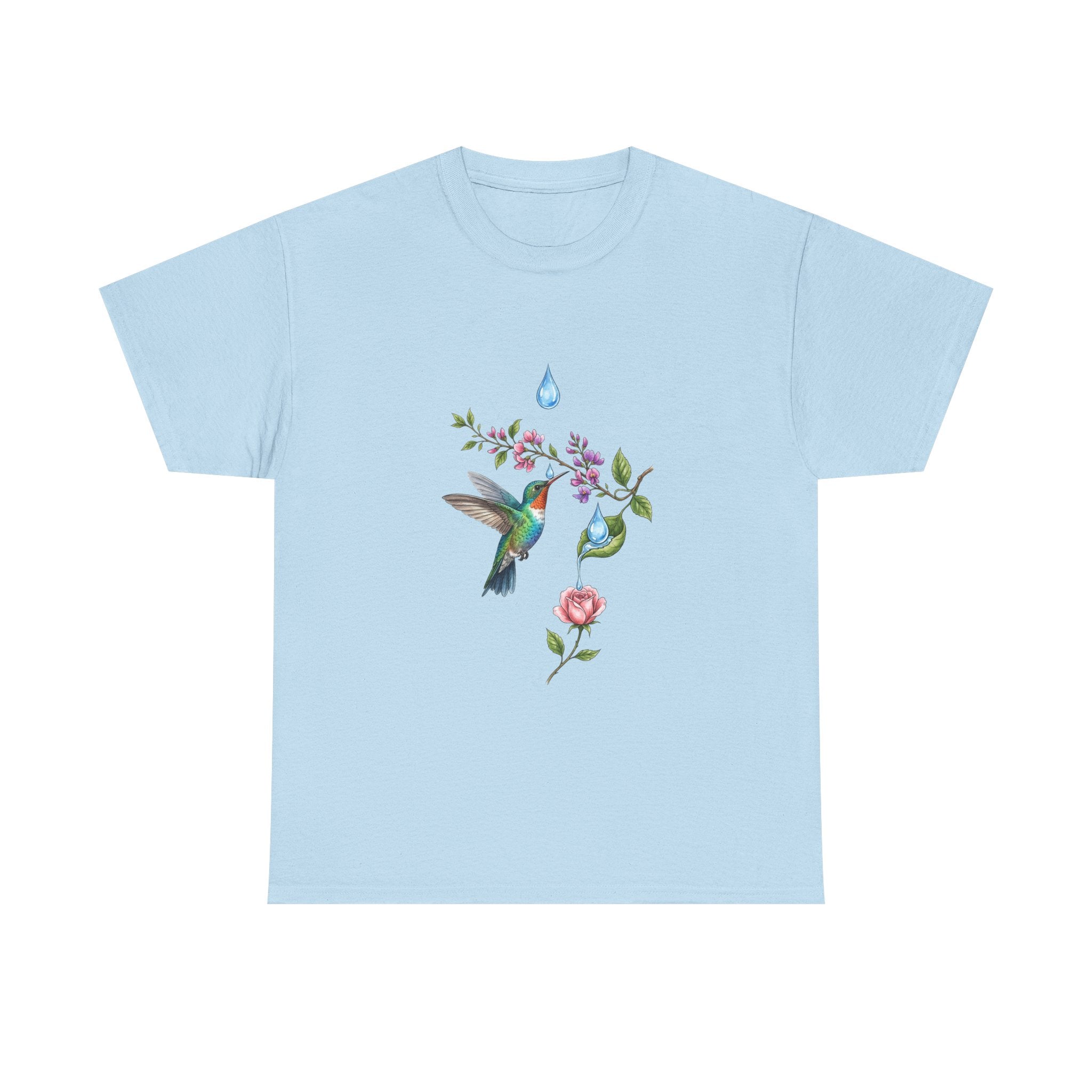 Hummingbird & Floral Tee — Watercolor Garden Shirt