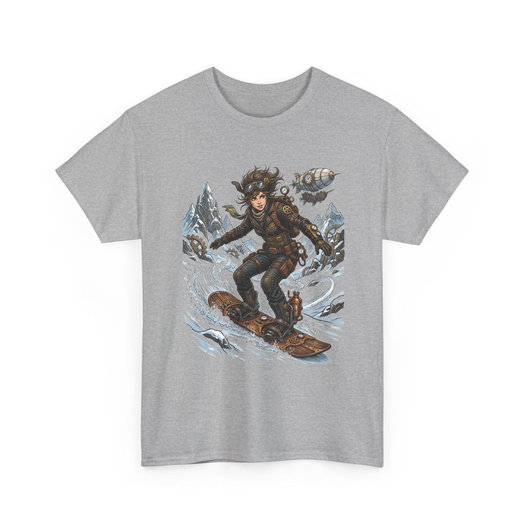 Steampunk Girl Snowboarder Graphic Tee — Winter Snowboarding Adventure Shirt