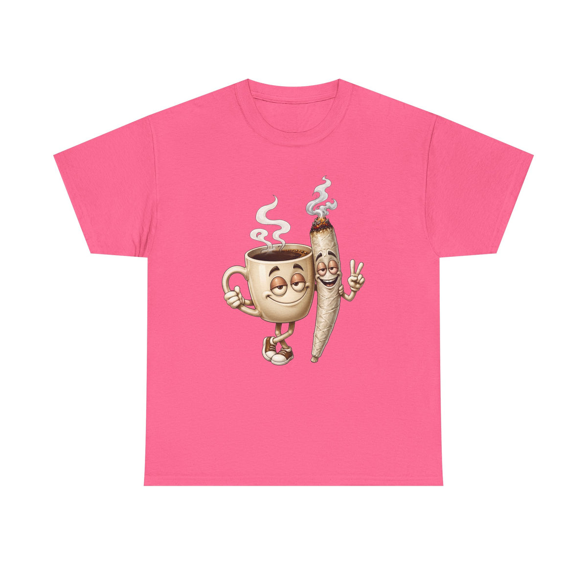 1 Coffee & Joint Funny Tee — Cute Smiling Coffee Cup and Joint Graphic Shirt