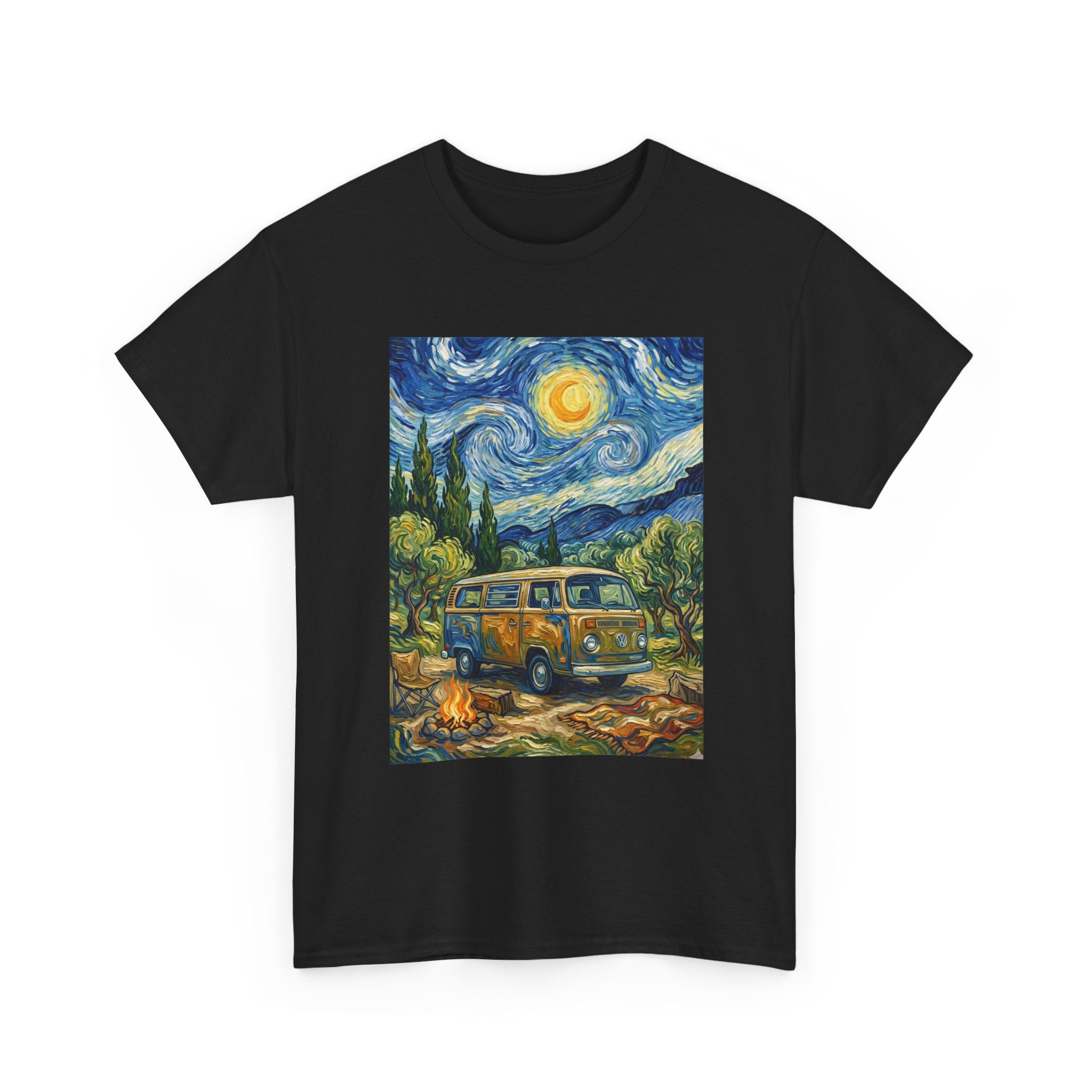 Van Gogh Night Van T-Shirt — Vintage Camper Starry Sky Tee
