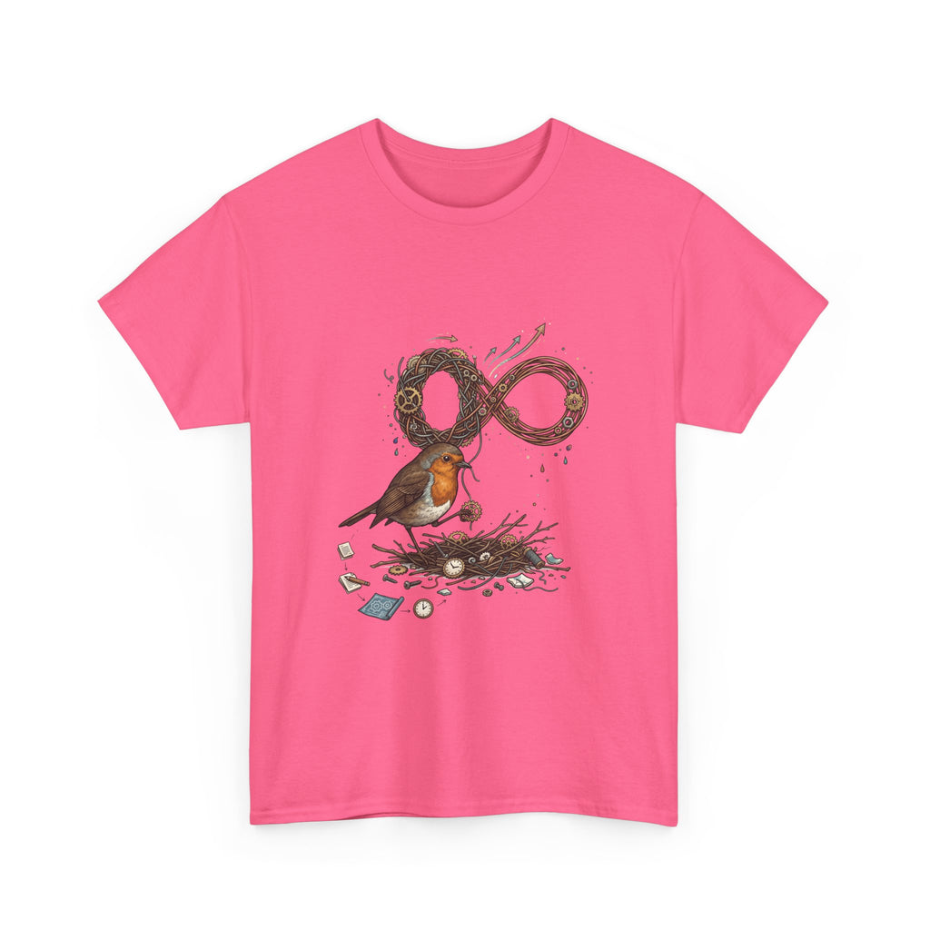 Robin & Infinity Symbol Tee — Nature-Inspired Bird Nest Graphic Shirt idk
