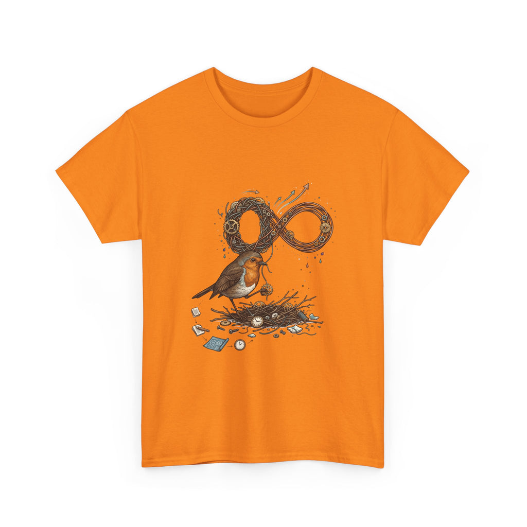 Robin & Infinity Symbol Tee — Nature-Inspired Bird Nest Graphic Shirt idk