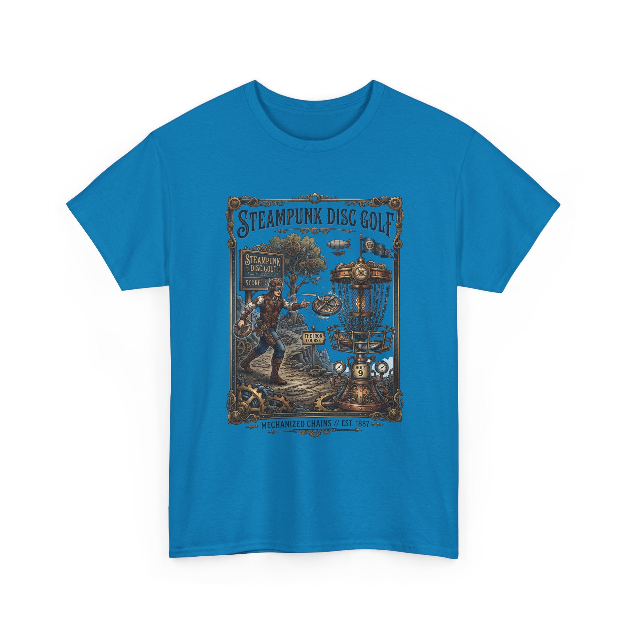 Steampunk Disc Golf T-Shirt — Vintage Victorian Disc Golf Poster Tee
