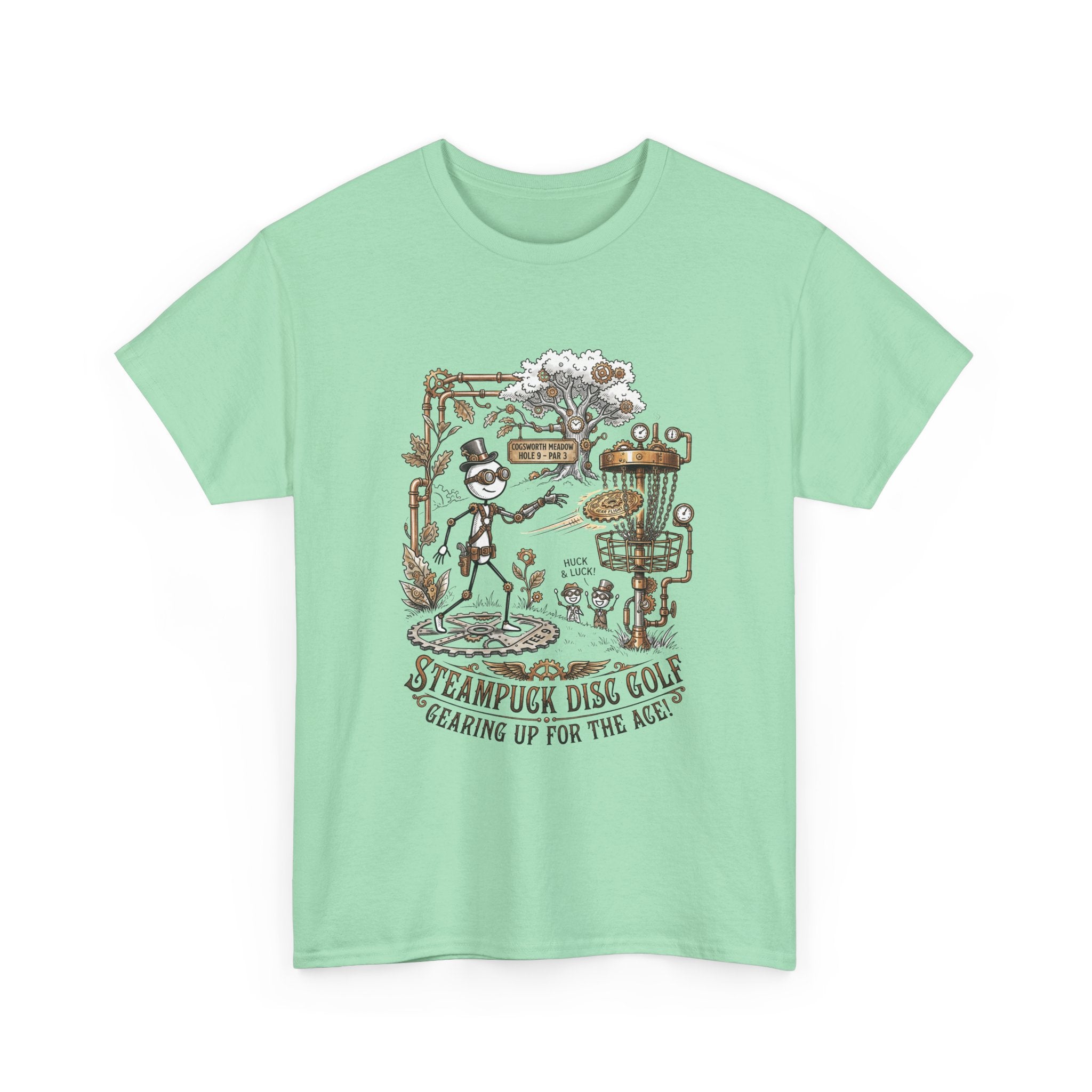 Steampunk Disc Golf T-Shirt — "Gearing Up for the Ace" Vintage Disc Golf Tee