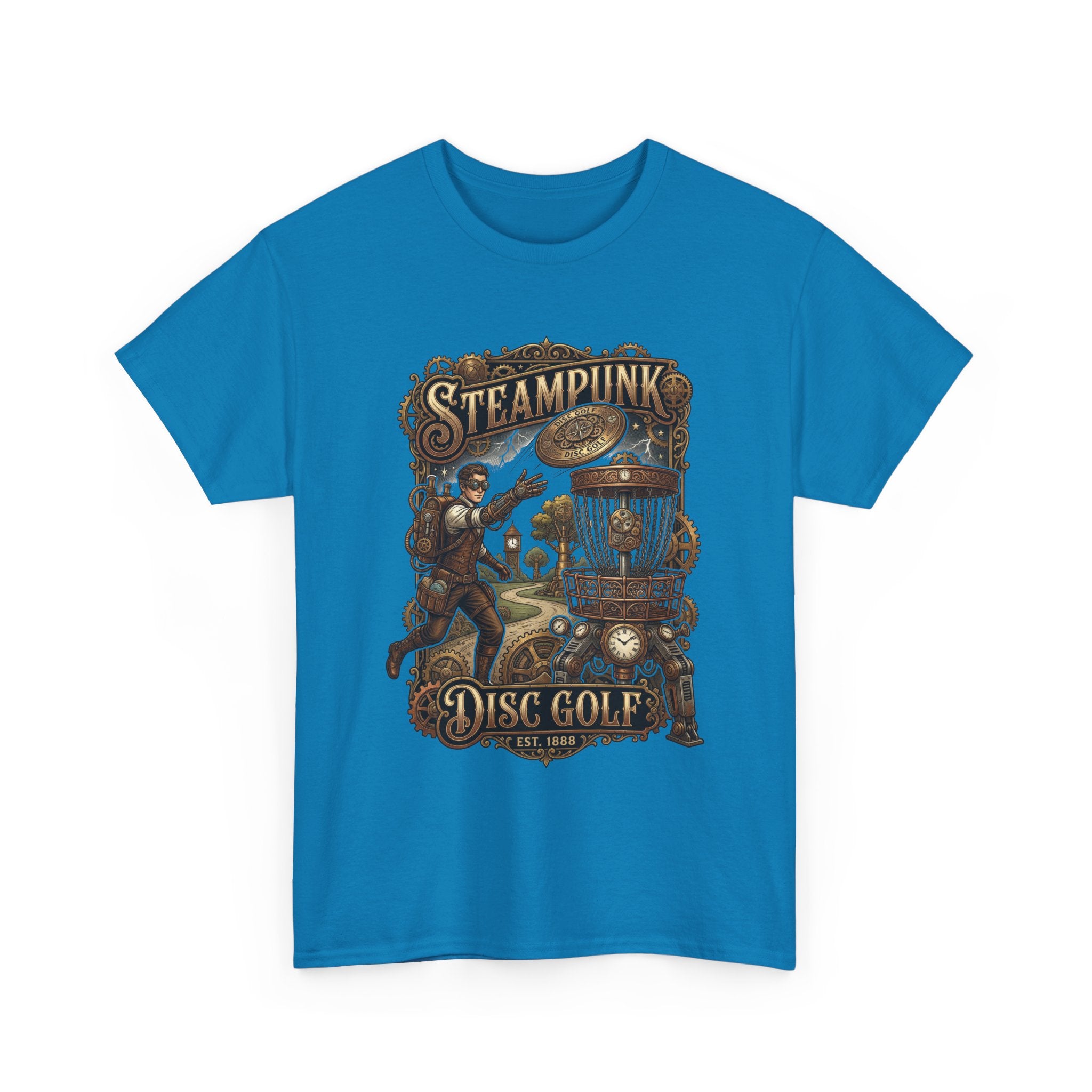 Steampunk Disc Golf T‑Shirt – Vintage Industrial Disc Golf Tee