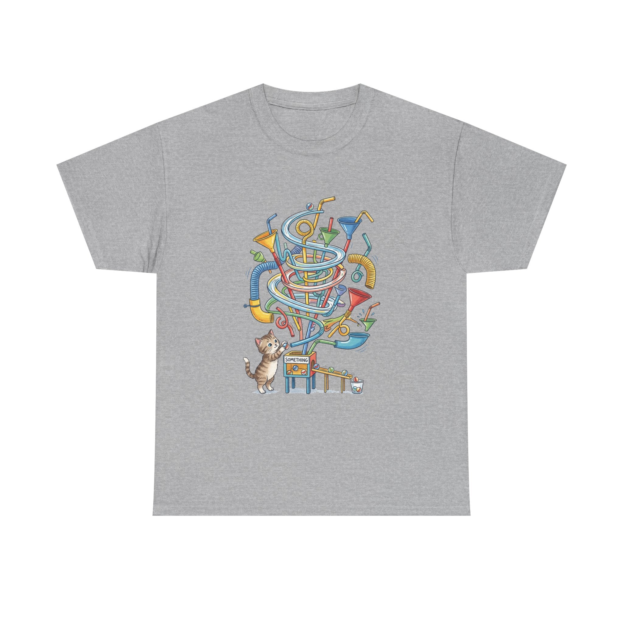 Music Cat T-Shirt — Whimsical Cat Playing Colorful Instruments Tee