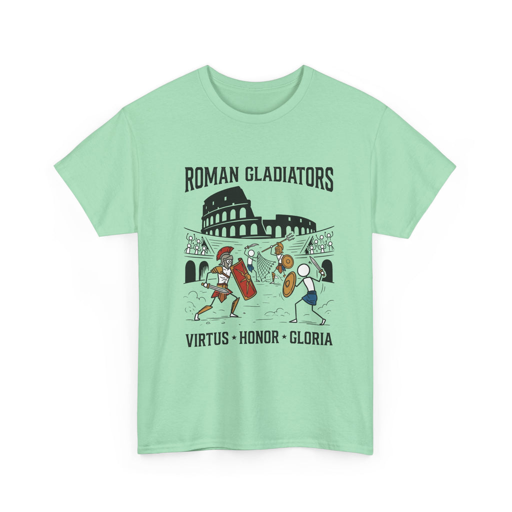 Roman Gladiators T-Shirt — Colosseum Design with "Virtus • Honor • Gloria"