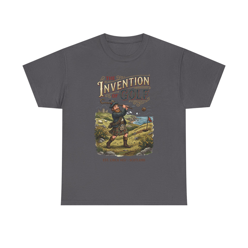 Golf T-Shirt — "The Invention of Golf" Vintage Scotland Design