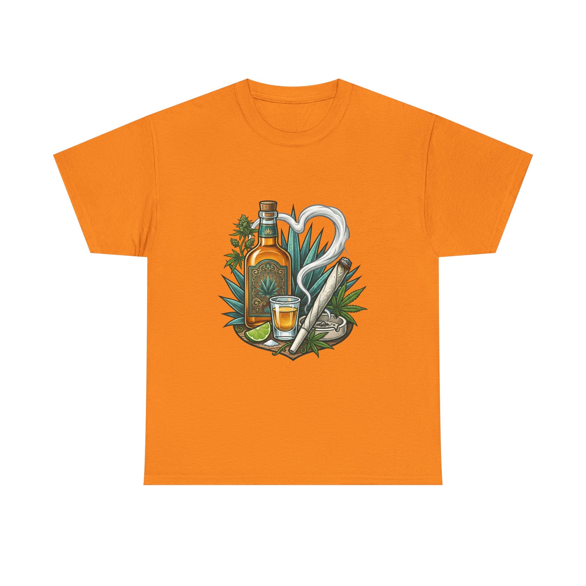 Tequila Bottle & Joint T‑Shirt — Agave Lime Margarita Design