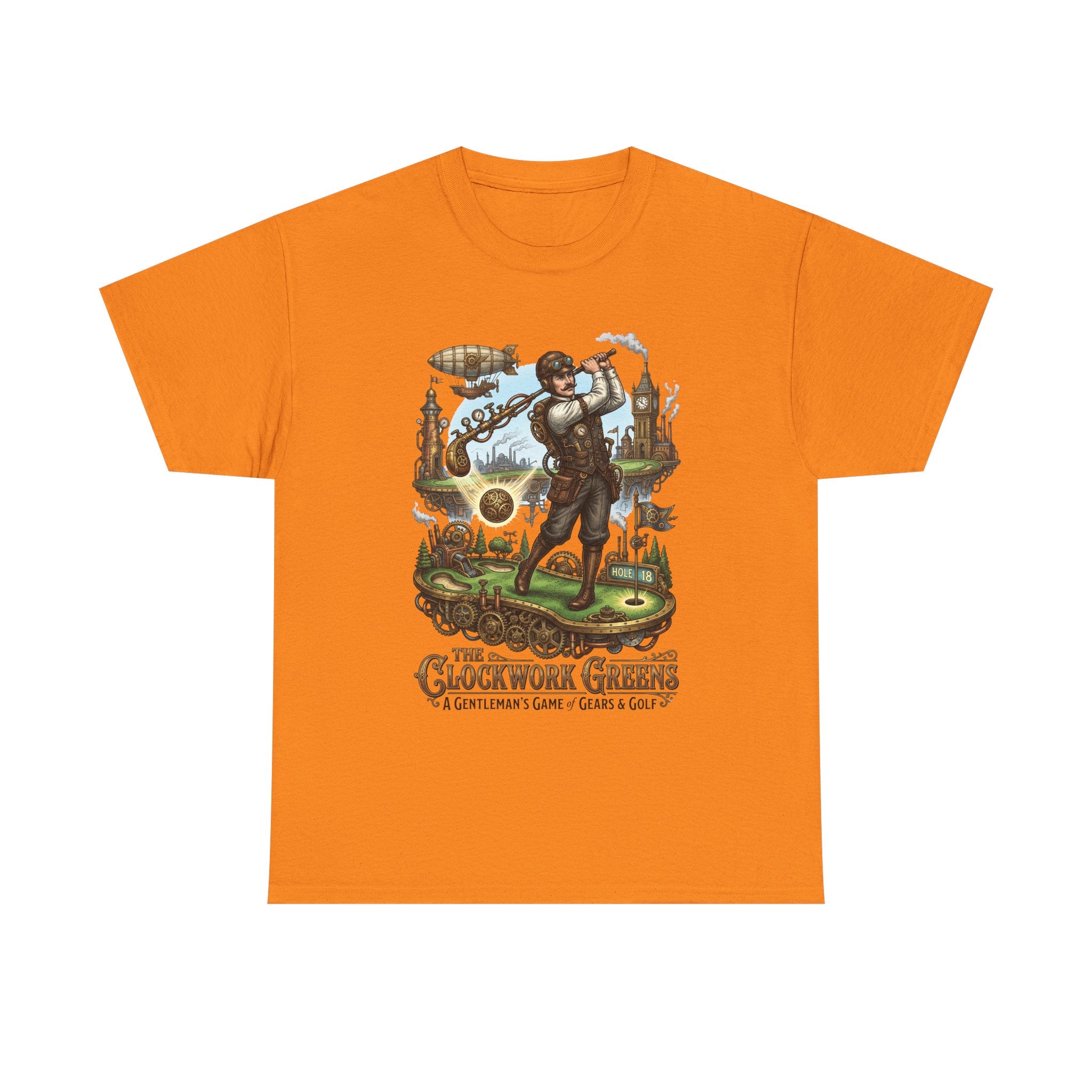Golf Steampunk T-Shirt — "The Clockwork Greens" Vintage Golfing Design