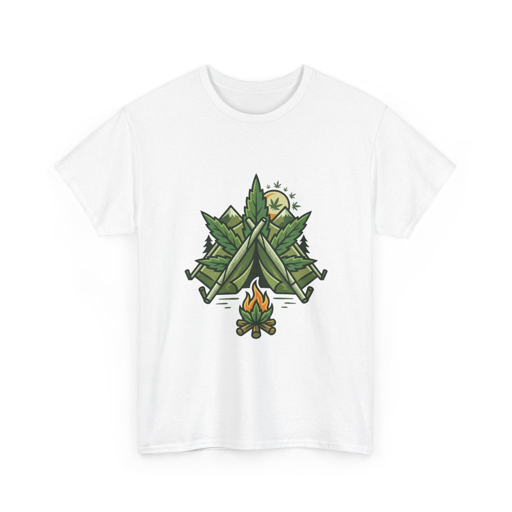 Camping Tent & Campfire T-Shirt — Outdoor Adventure Nature Tee